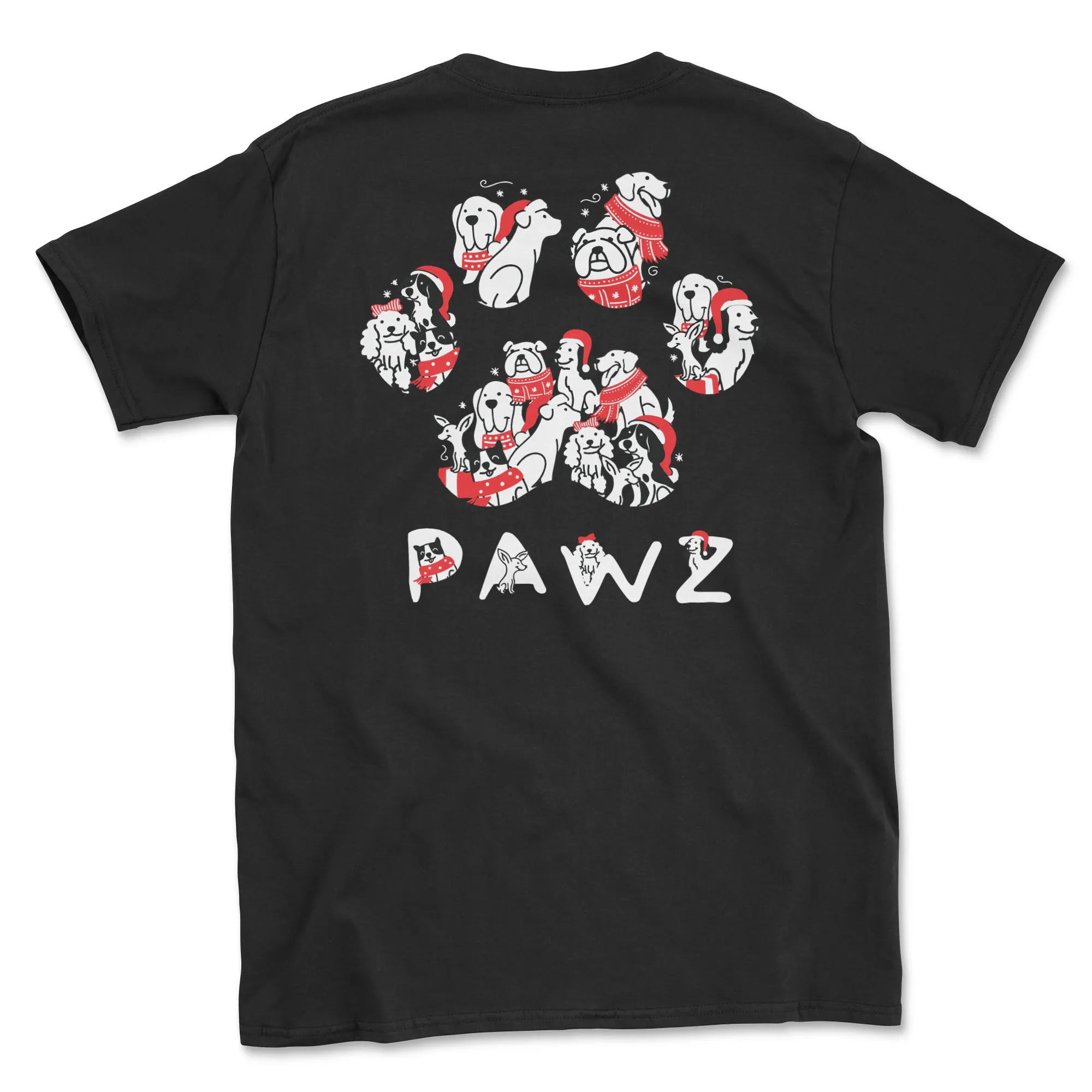 Santa Hats Paw (Adult Short Sleeve T-Shirt) sold by PAWZ