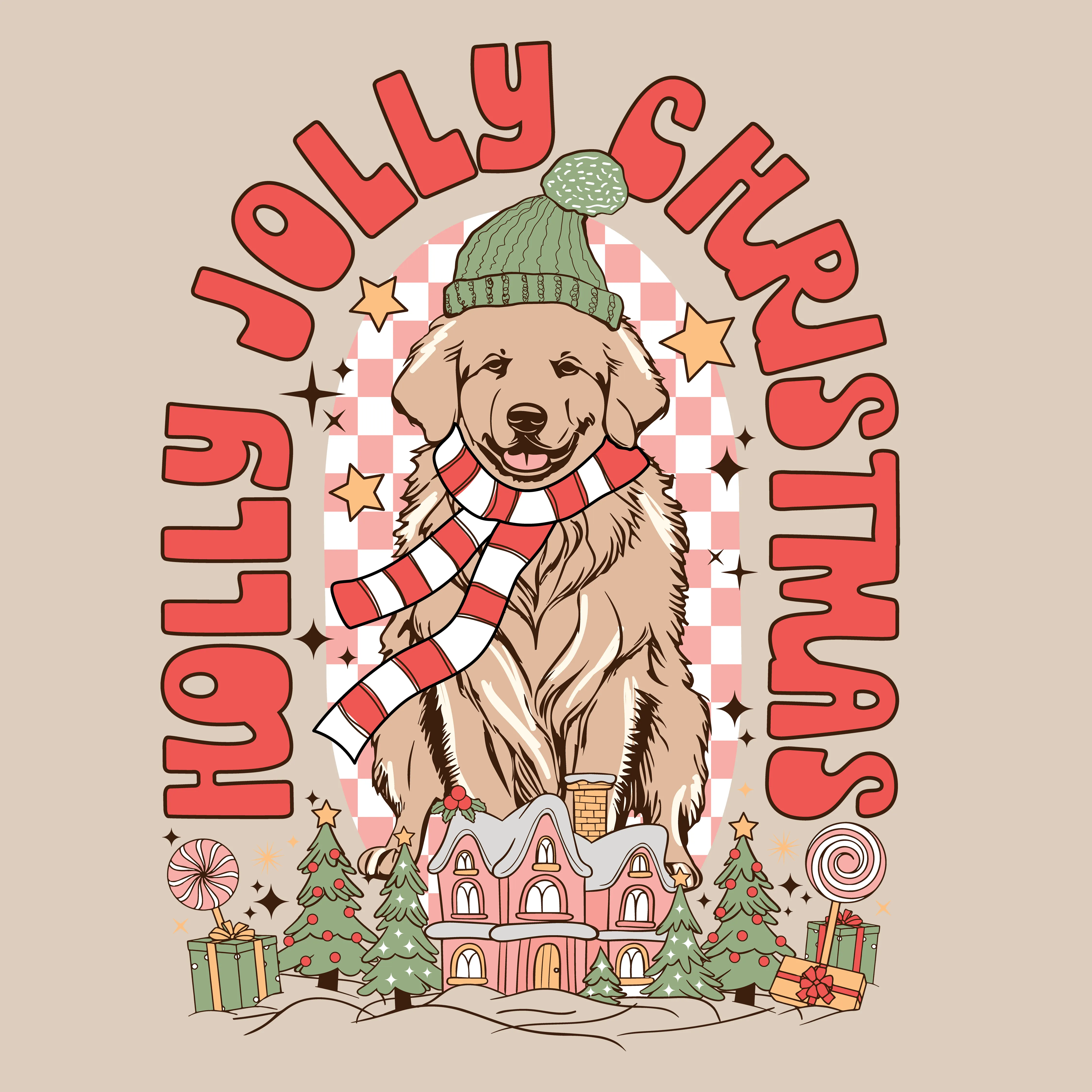 Holly Jolly (Adult Short Sleeve T-Shirt) sold by PAWZ product image thumbnail 3