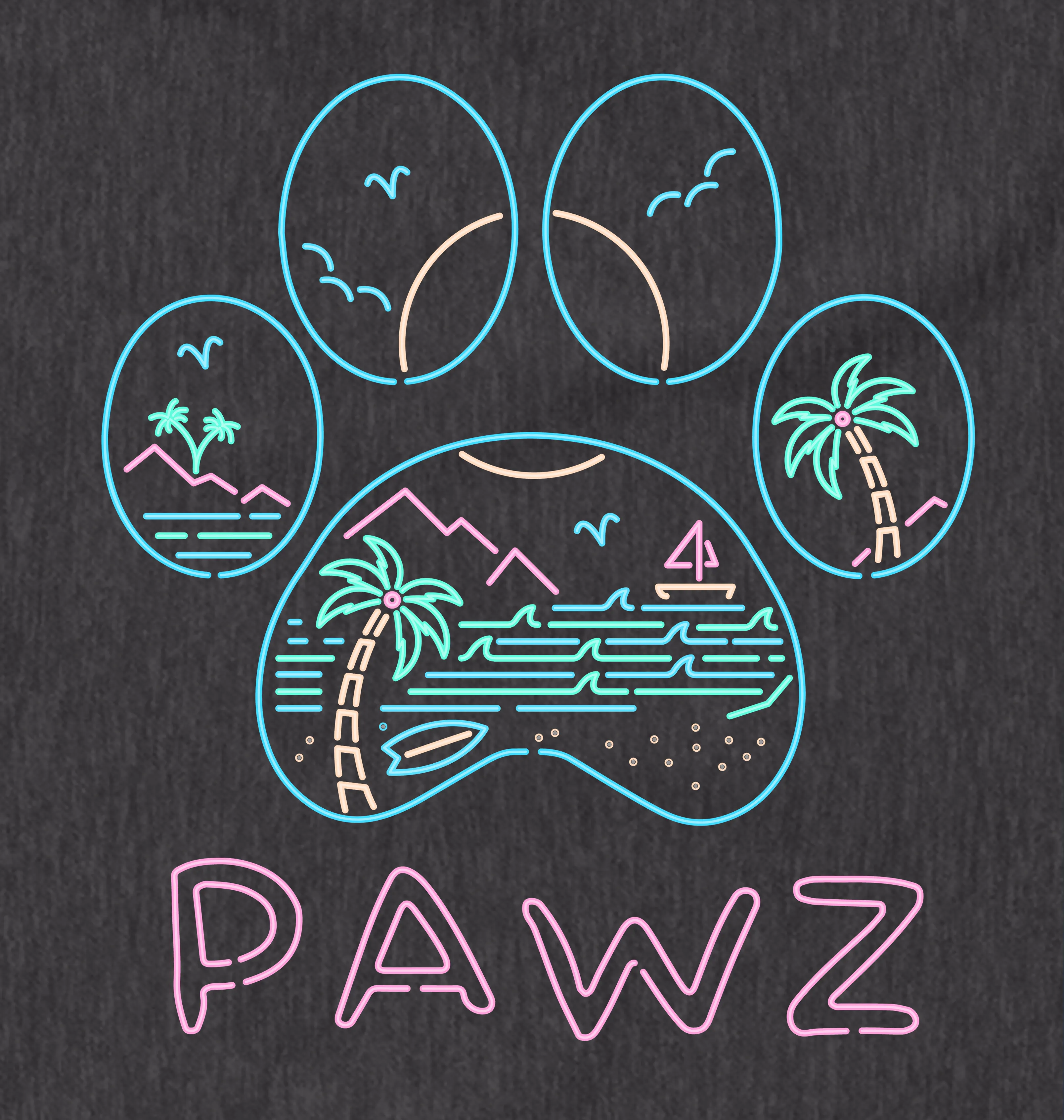 Neon Beach (Adult Hoodie) sold by PAWZ product image thumbnail 3