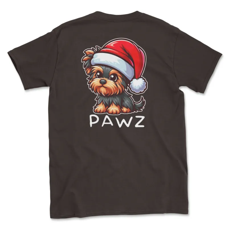 Yorkie Christmas (Adult Short Sleeve T-Shirt) sold by PAWZ