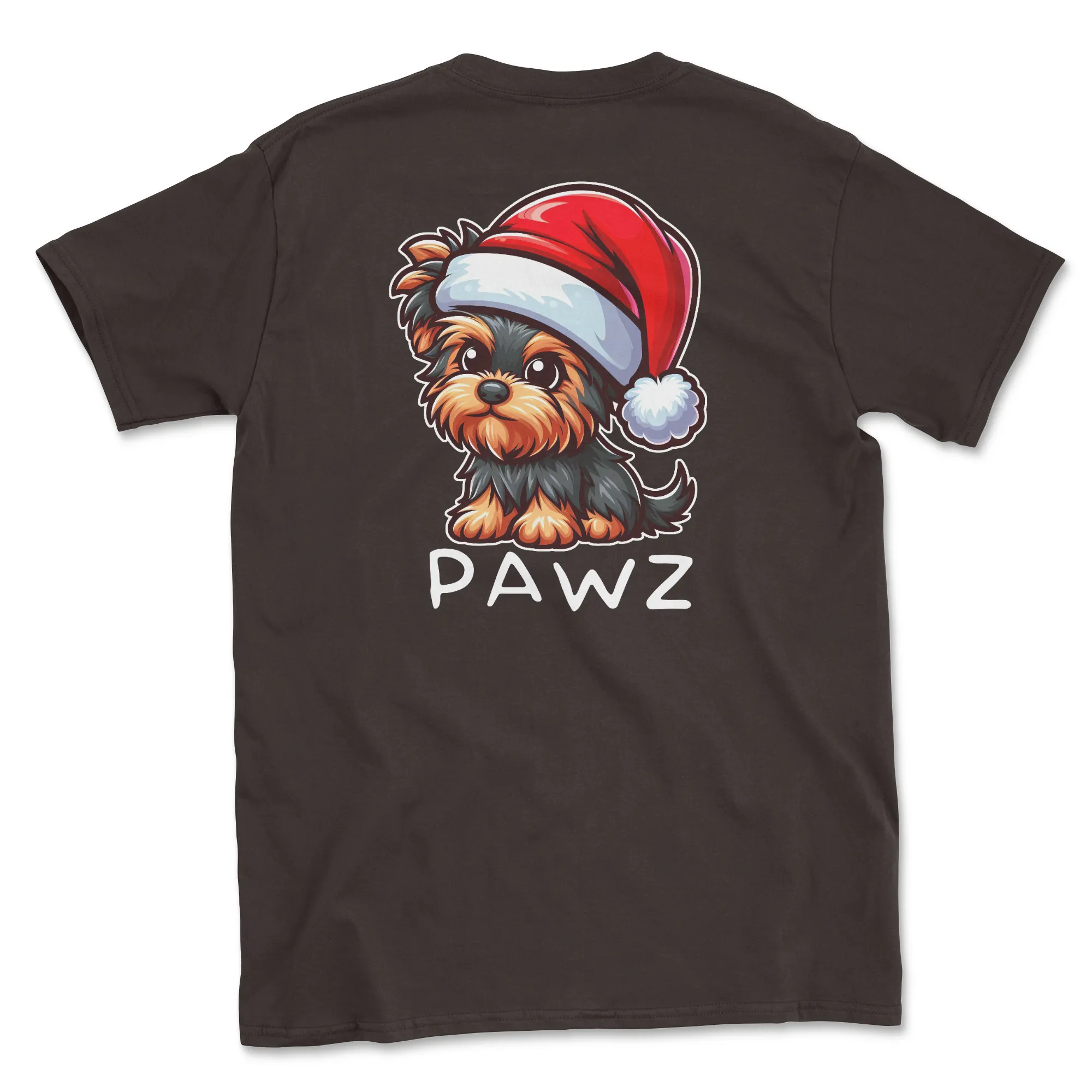 Yorkie Christmas (Adult Short Sleeve T-Shirt) sold by PAWZ