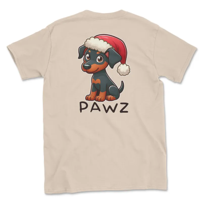Doberman Christmas (Adult Short Sleeve T-Shirt) sold by PAWZ