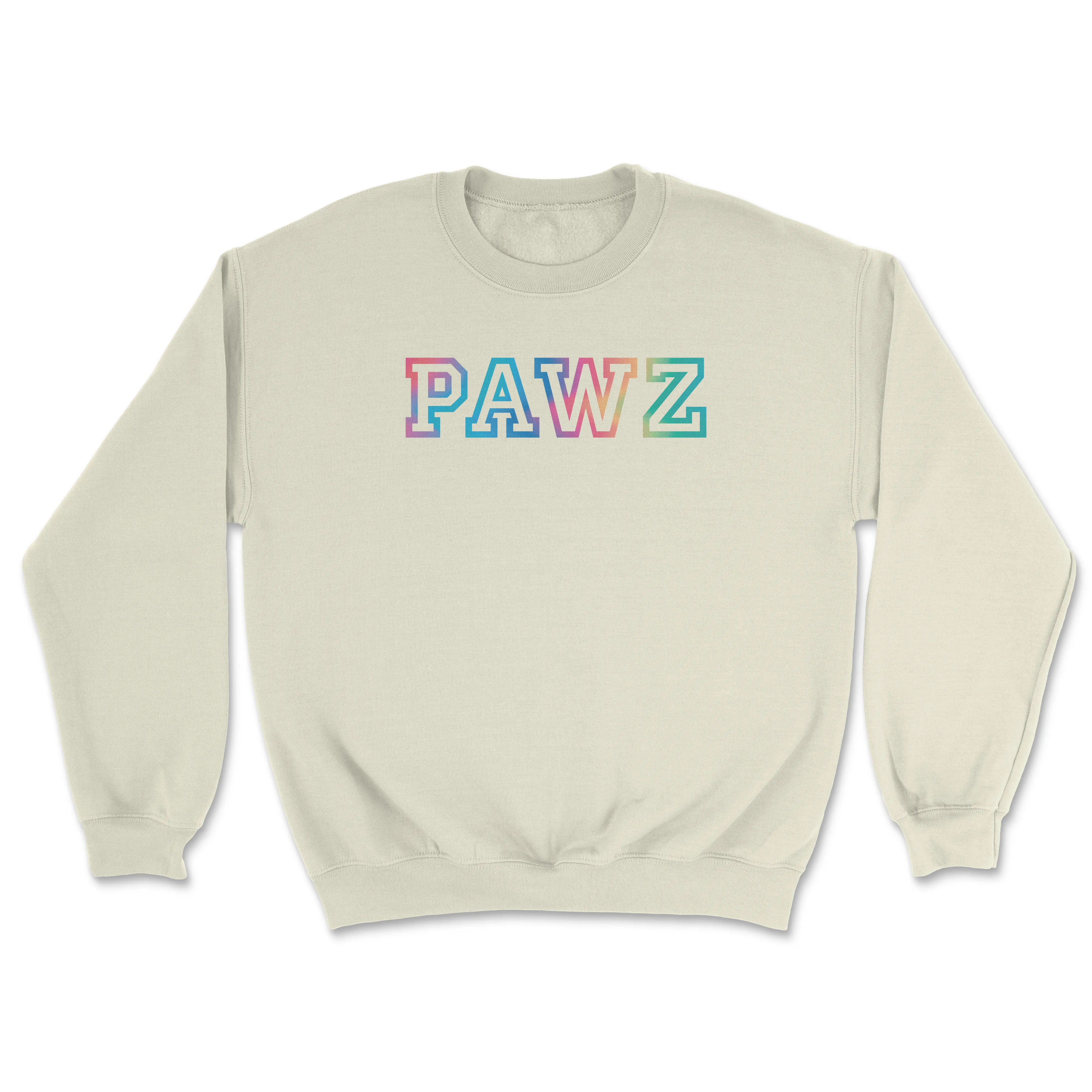 Rainbow Collegiate Font (Adult Crewneck) sold by PAWZ