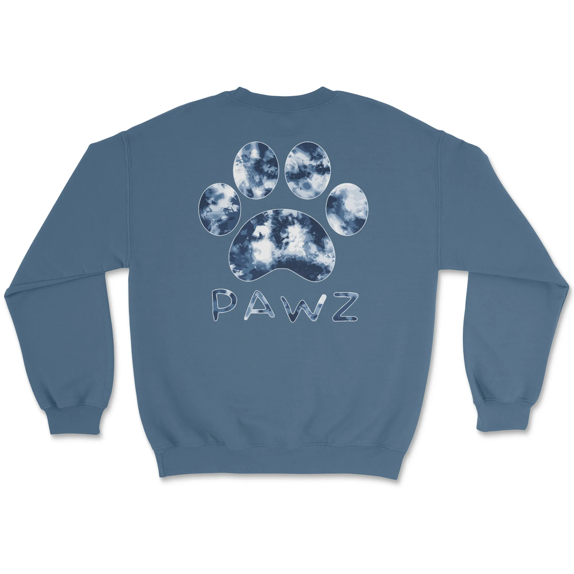 Blue Tie Dye Paw (Adult Crewneck) sold by PAWZ