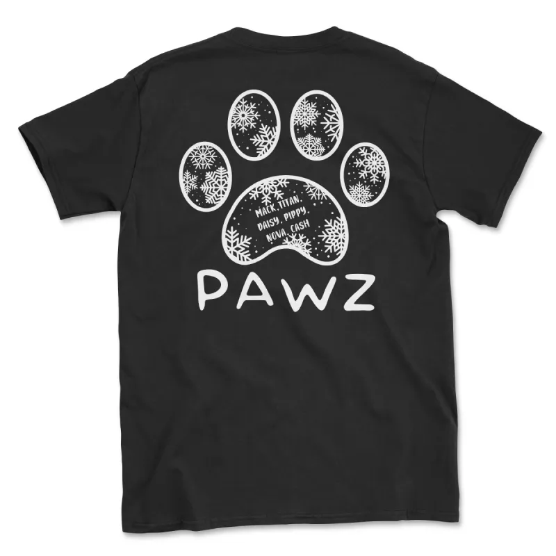 Mack, Titan, Daisy, Pippy, Nova, Cash Snowflake (Adult Short Sleeve T-Shirt sold by PAWZ