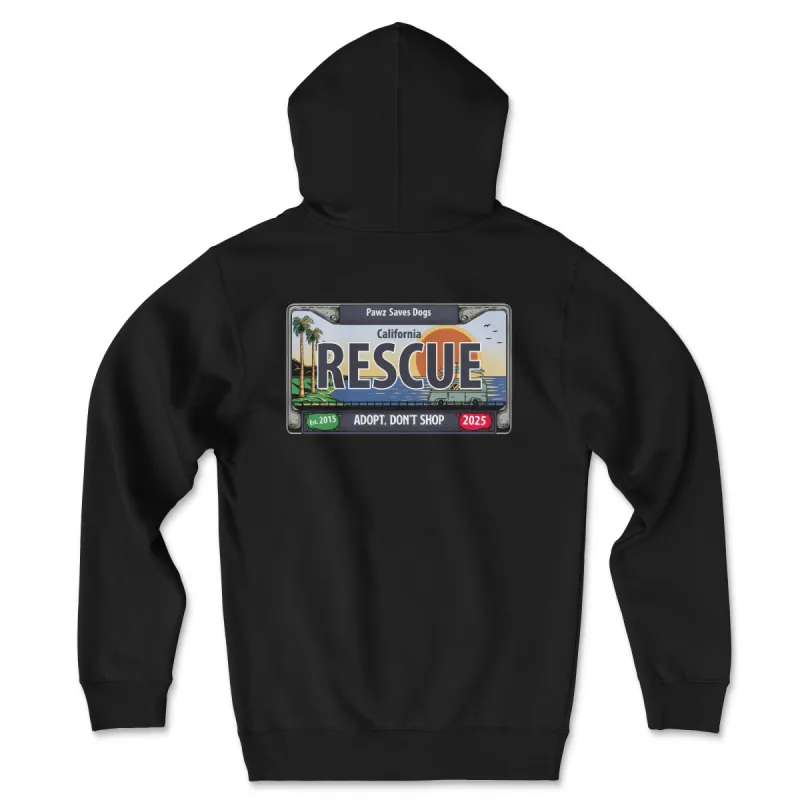 Cali Rescue License Plate (Adult Hoodie) sold by PAWZ