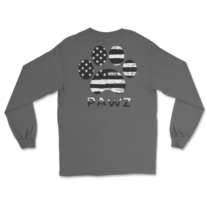 B/W Flag Paw (Adult Long Sleeve) sold by PAWZ