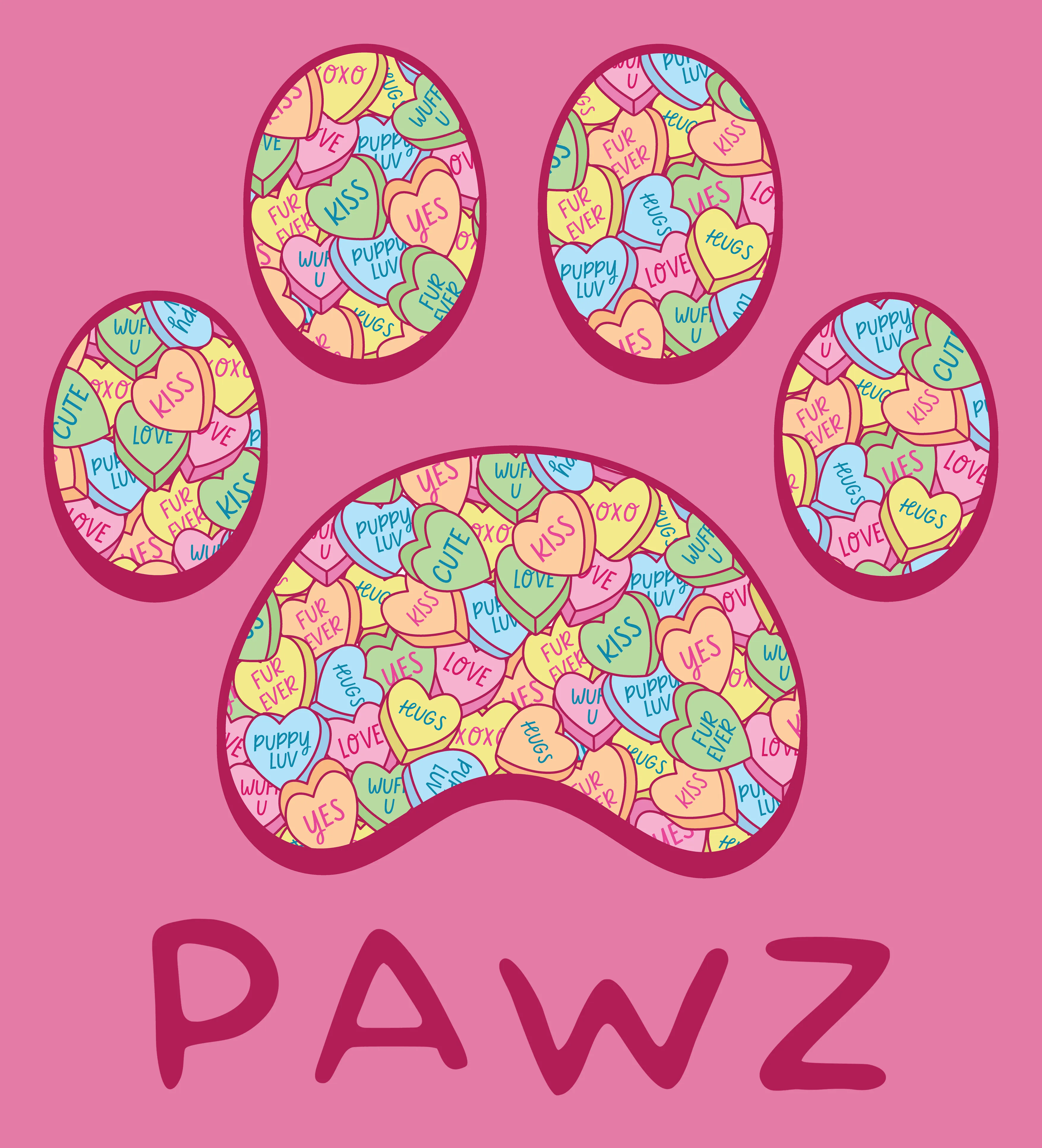 Sweet Hearts Paw (Adult Hoodie) sold by PAWZ product image thumbnail 3