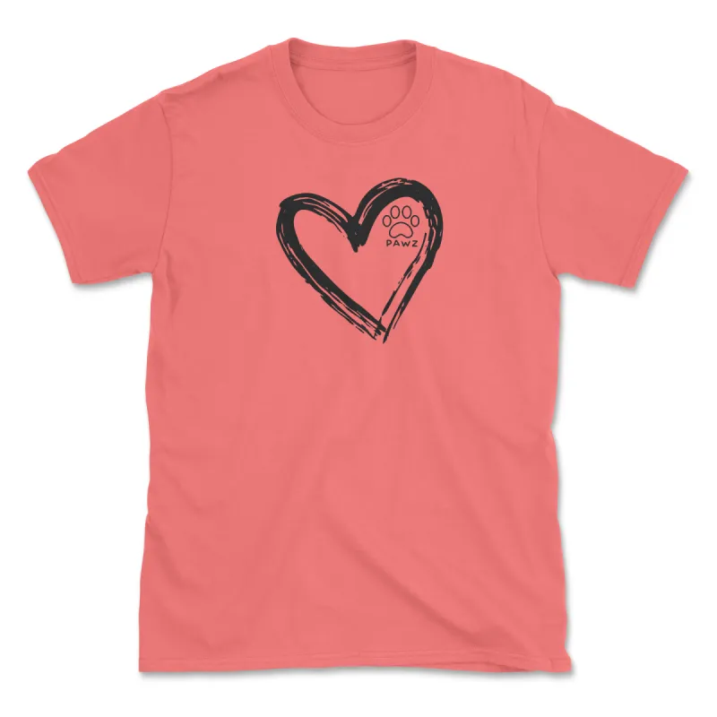 Big Heart Black - Front Print (Adult Short Sleeve T-Shirt) sold by PAWZ