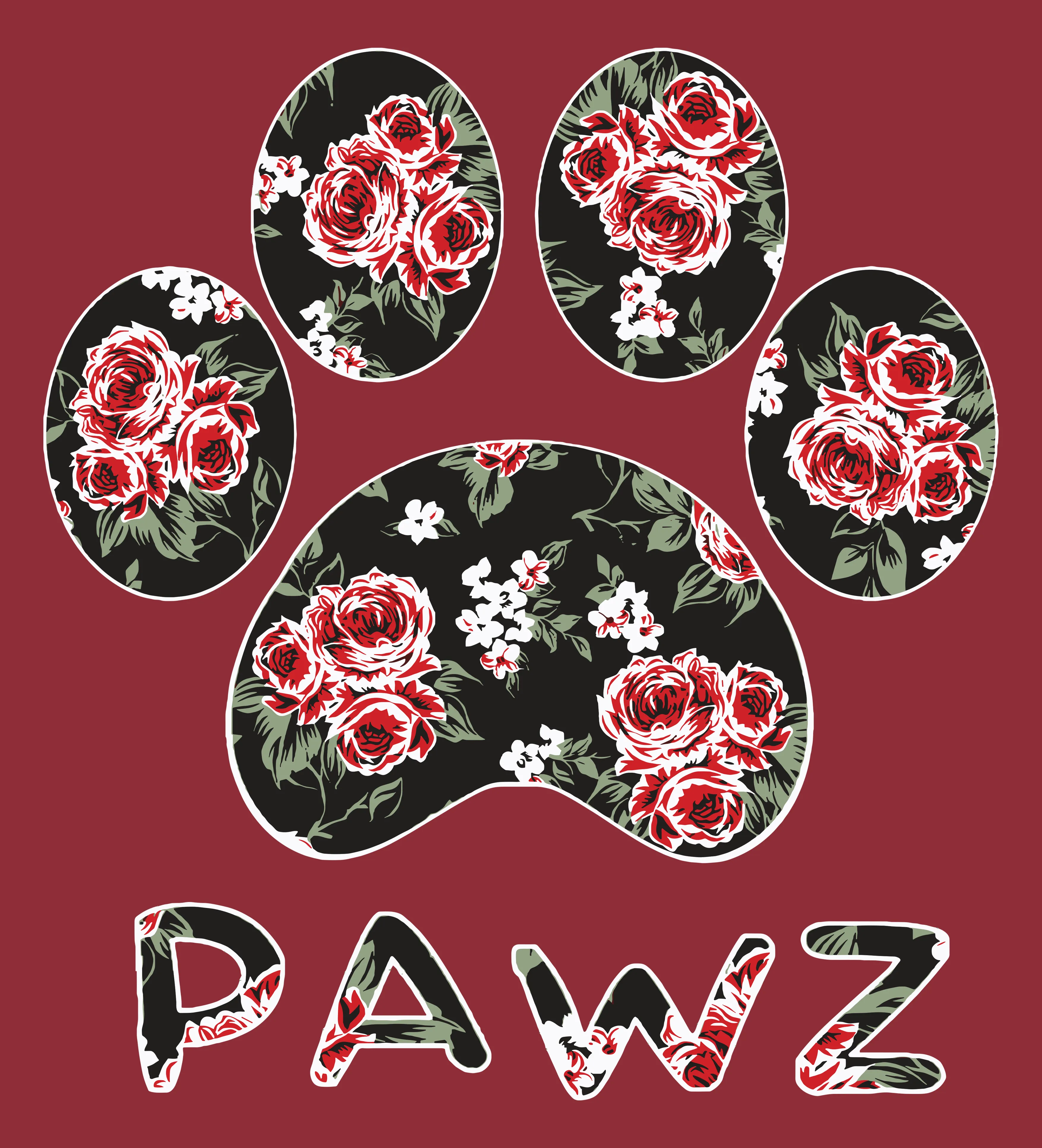 Rose Paw (Adult Short Sleeve T-Shirt) sold by PAWZ product image thumbnail 3
