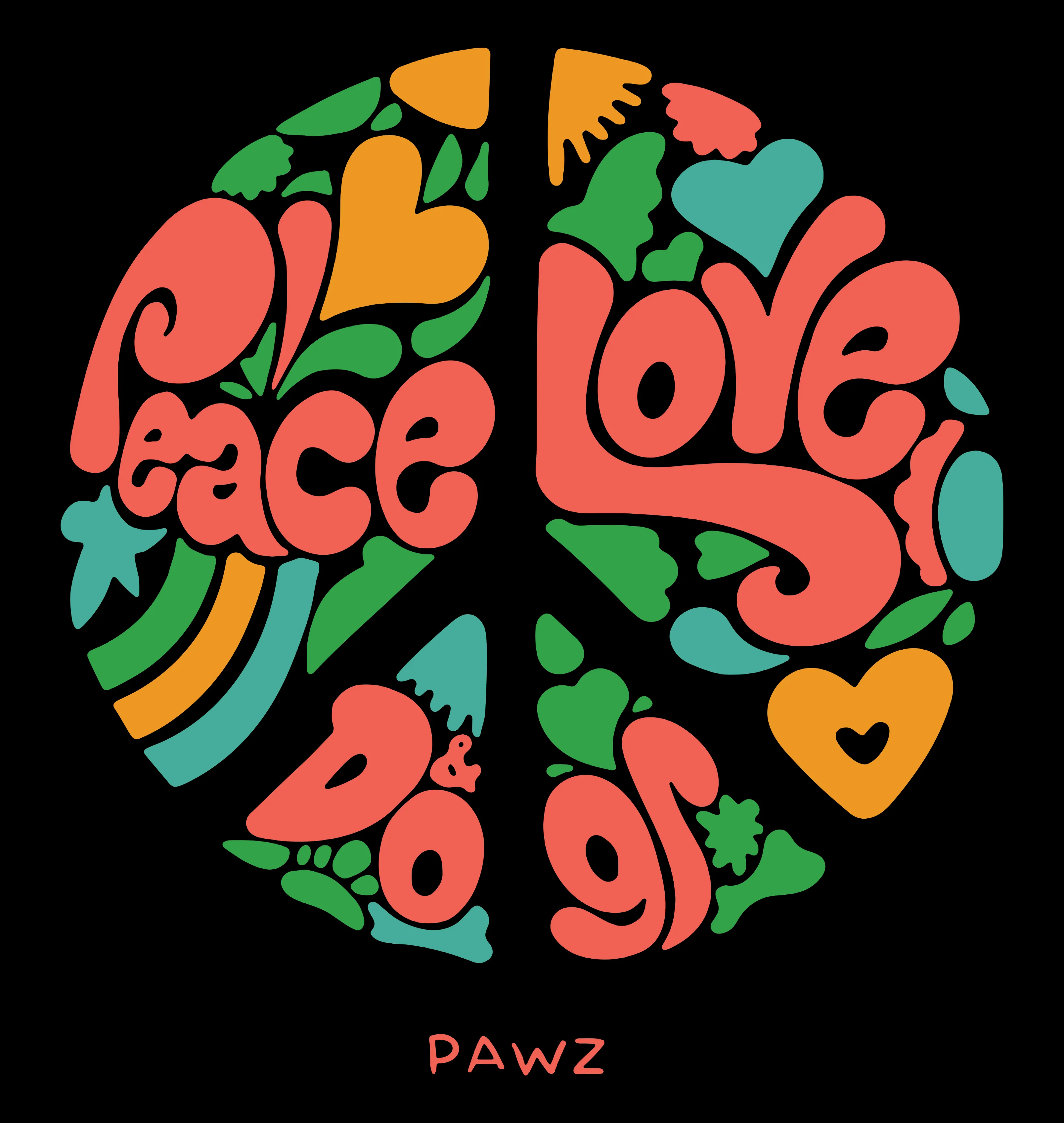 Peace, Love, Dogs (Adult Short Sleeve T-Shirt) sold by PAWZ product image thumbnail 2
