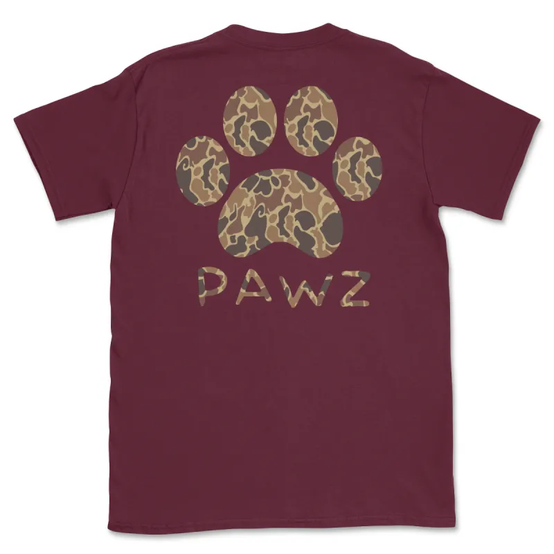 Dark Duck Camo - Maroon (Adult Short Sleeve T-Shirt) sold by PAWZ