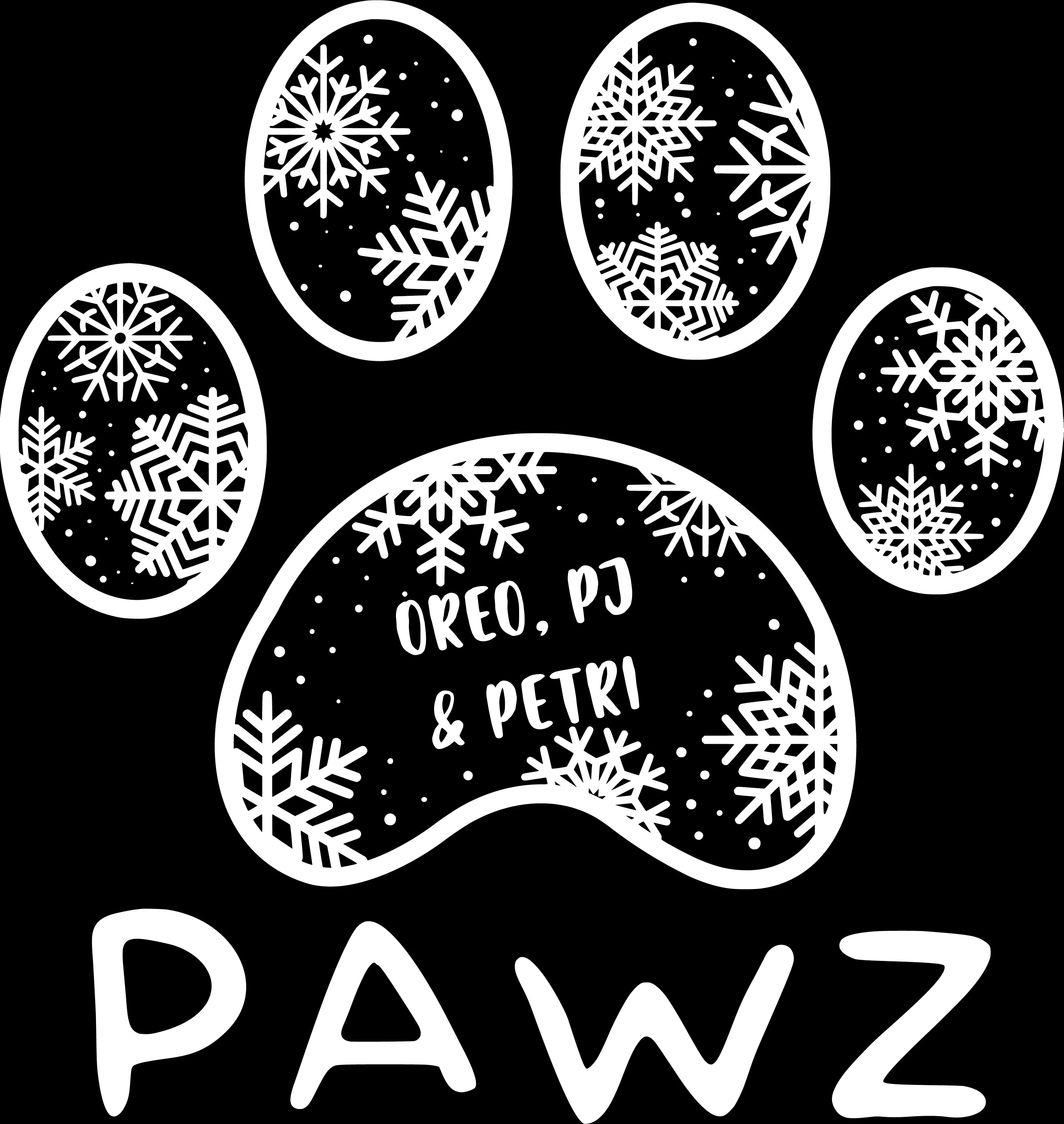 Oreo, PJ, Petri Snowflake (Adult Short Sleeve T-Shirt) sold by PAWZ product image thumbnail 3