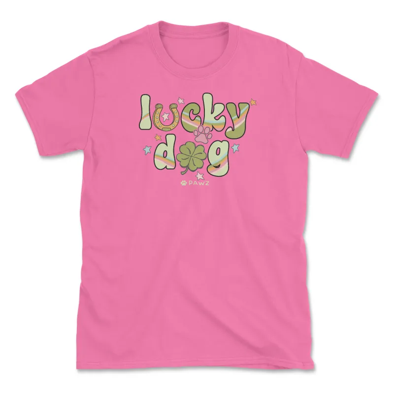 Lucky Dog - Front Print (Adult Short Sleeve T-Shirt) sold by PAWZ