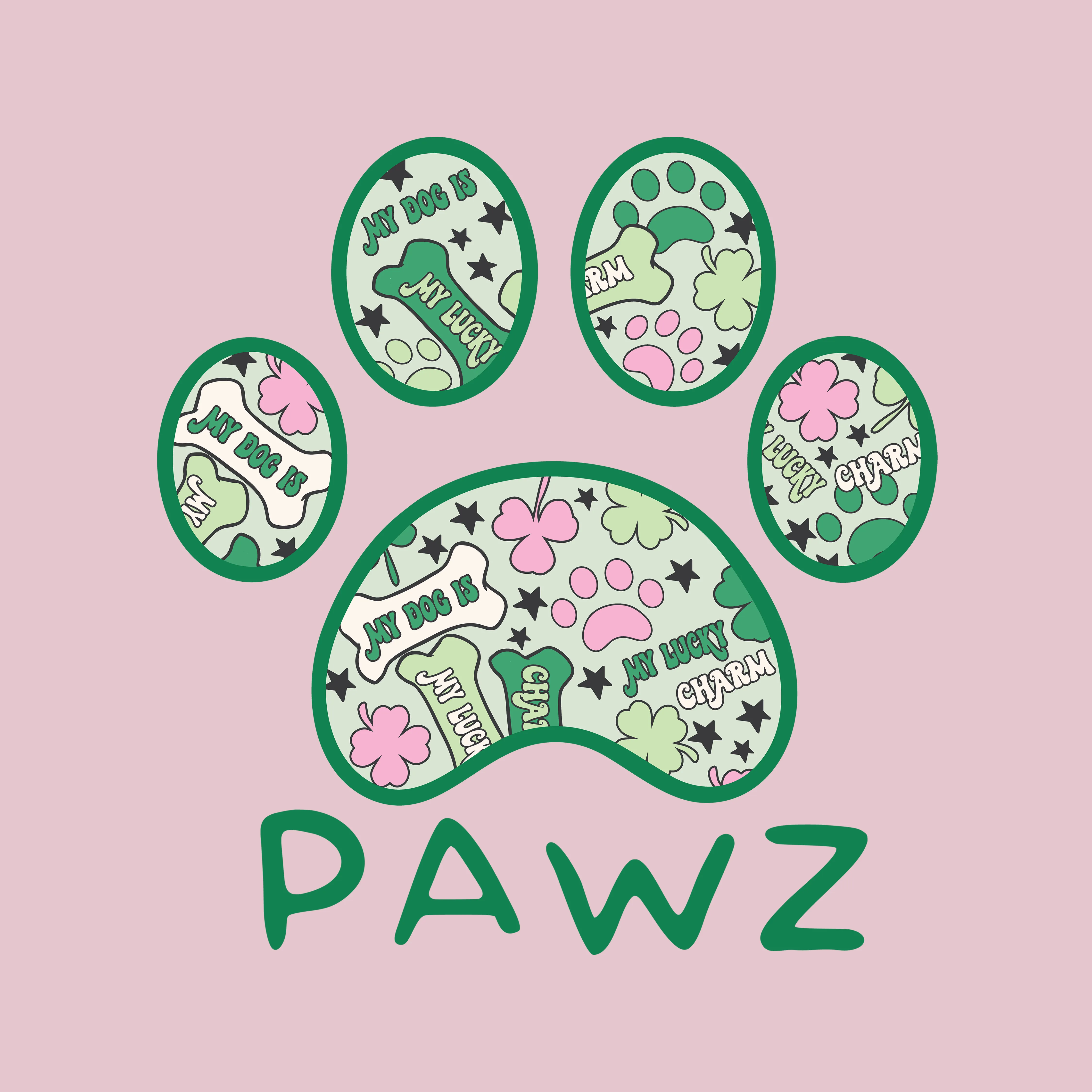 Lucky Pawz (Adult Short Sleeve T-Shirt) sold by PAWZ product image thumbnail 3