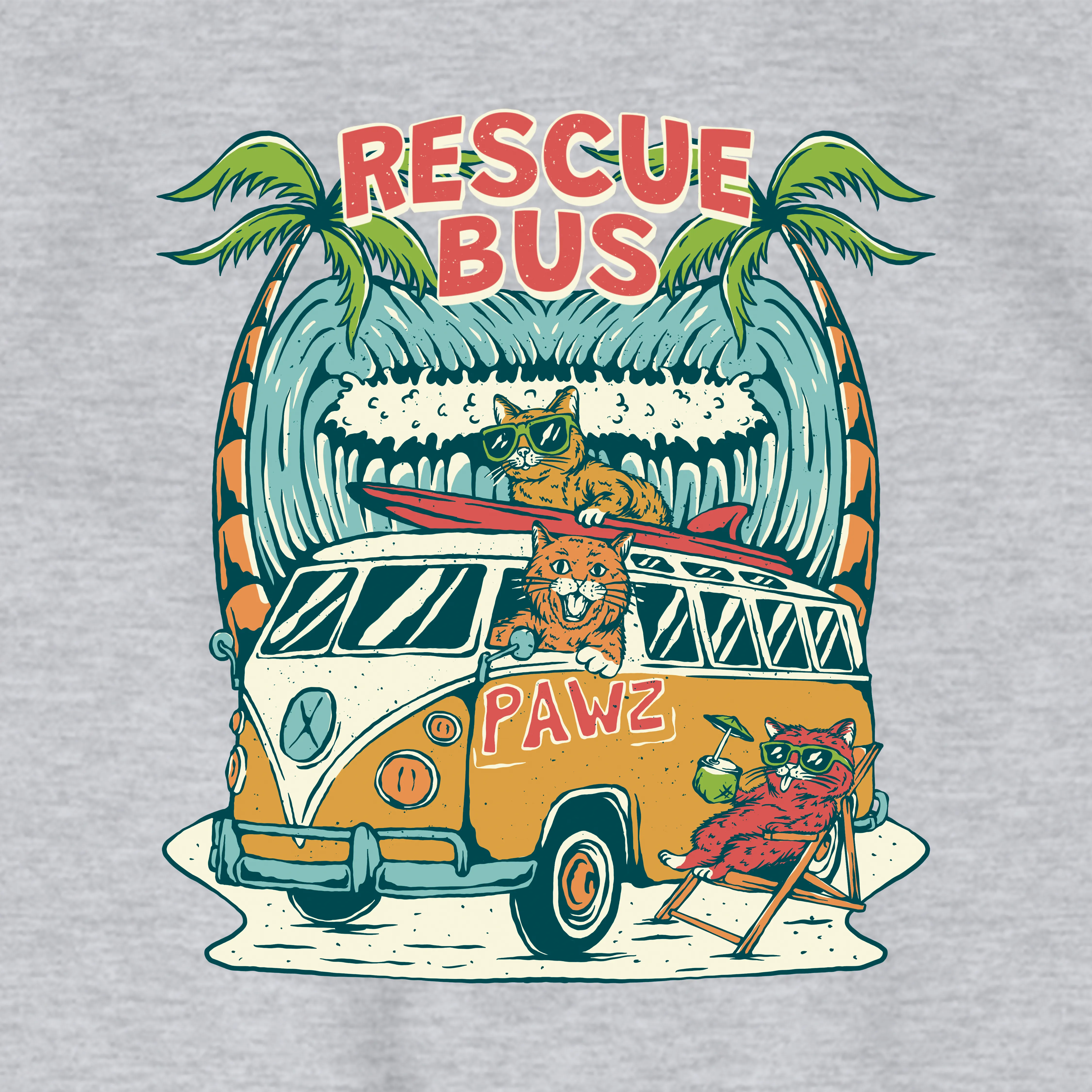 Rescue Bus - Cats (Adult Short Sleeve T-Shirt) sold by PAWZ product image thumbnail 2