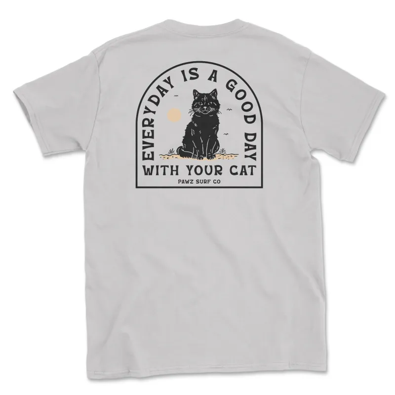 Good Day Cat - Ice Grey (Adult Short Sleeve T-Shirt) sold by PAWZ