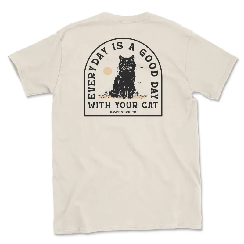 Good Day Cat - Natural (Adult Short Sleeve T-Shirt) sold by PAWZ