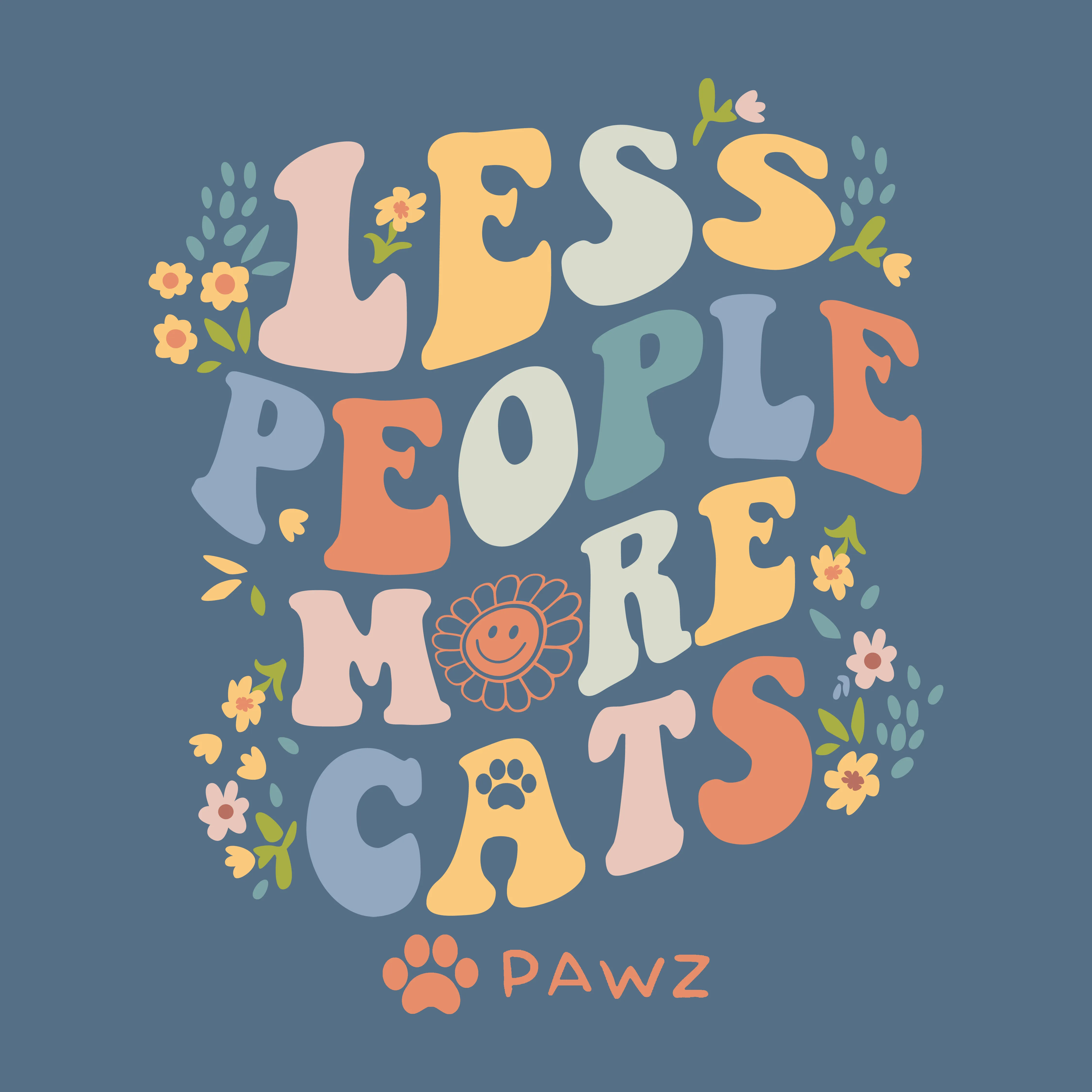 Less People More Cats (Adult Short Sleeve T-Shirt) sold by PAWZ product image thumbnail 3