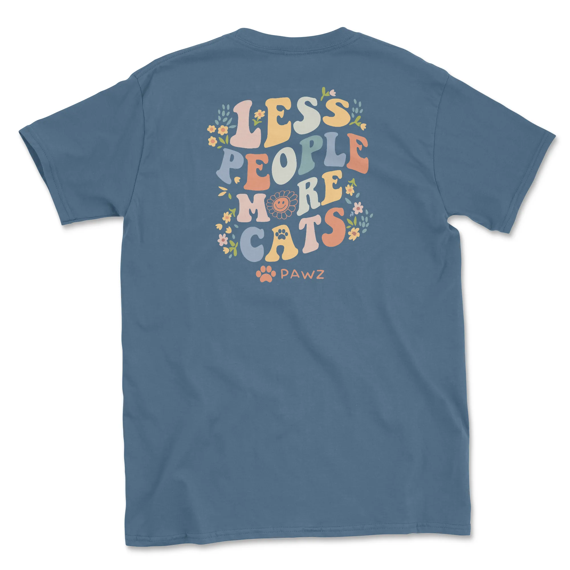 Less People More Cats (Adult Short Sleeve T-Shirt) sold by PAWZ