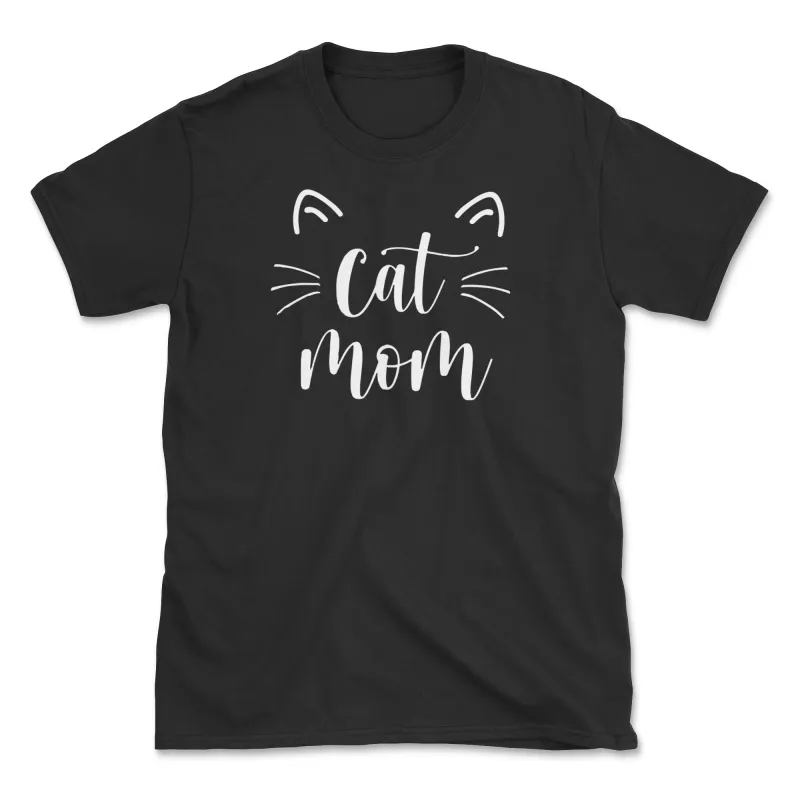 Whiskers & Ears - Front Print - Black (Adult Short Sleeve T-Shirt) sold by PAWZ