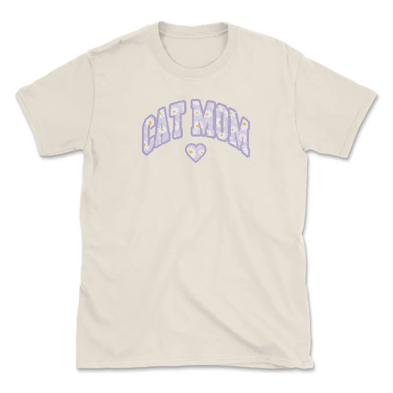 Cat Mom - Front Print - Natural (Adult Short Sleeve T-Shirt) sold by PAWZ