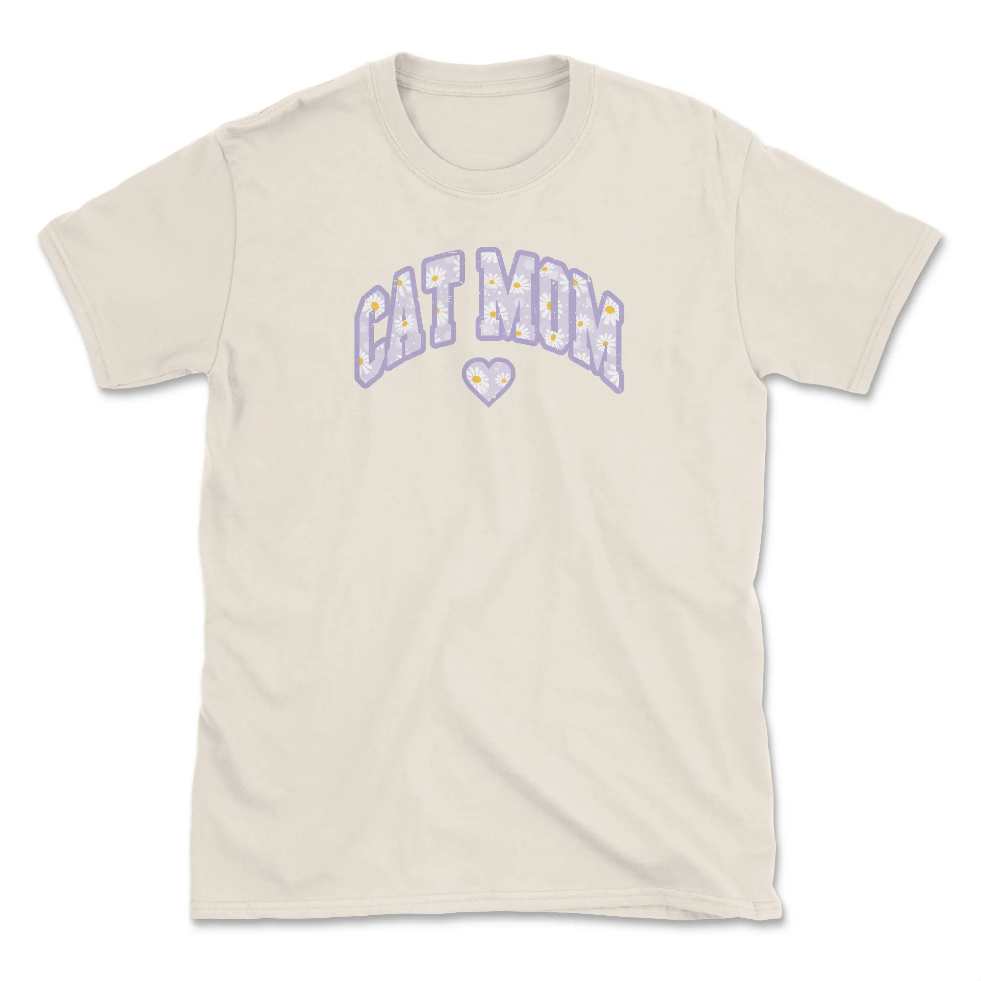 Cat Mom - Front Print - Natural (Adult Short Sleeve T-Shirt) sold by PAWZ