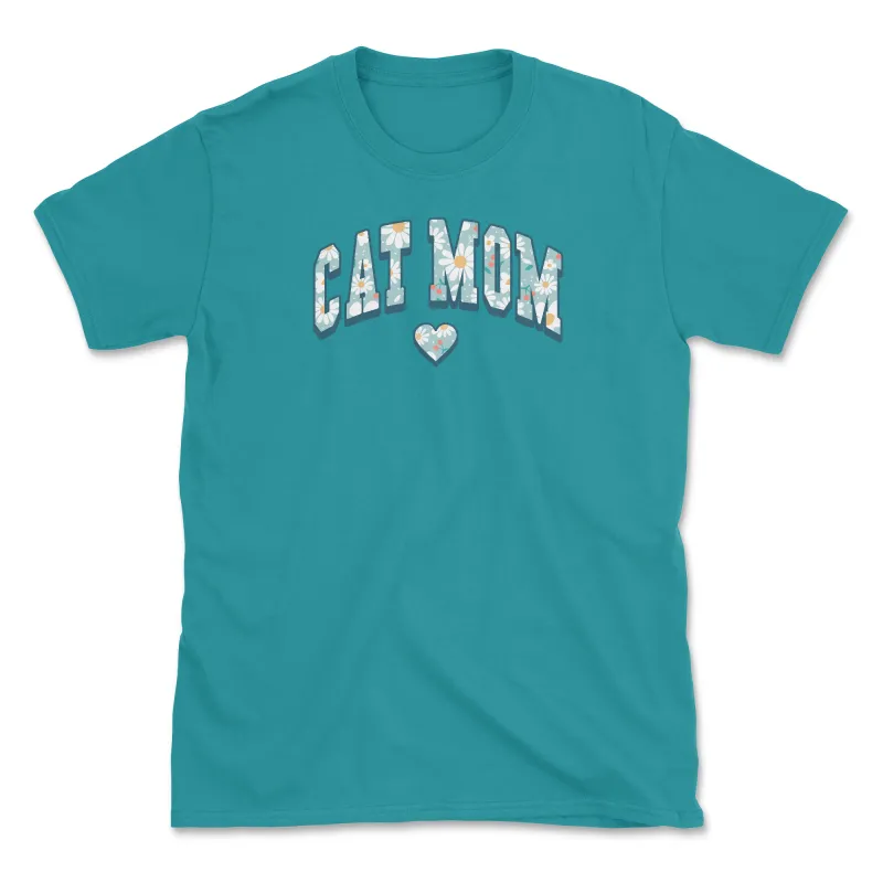 Cat Mom - Front Print - Jade (Adult Short Sleeve T-Shirt) sold by PAWZ
