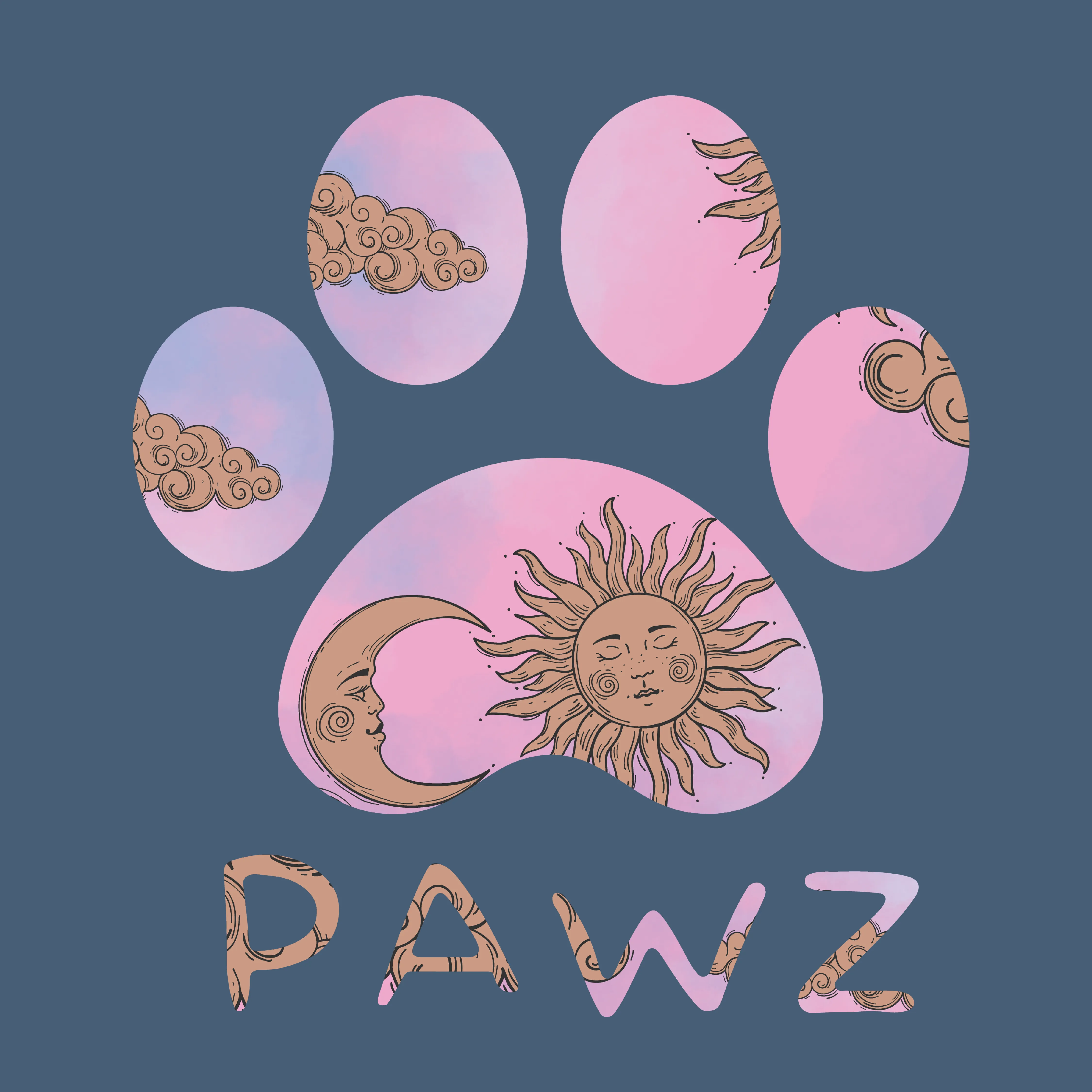 Lunar Pawz - Indigo (Adult Short Sleeve T-Shirt) sold by PAWZ product image thumbnail 3