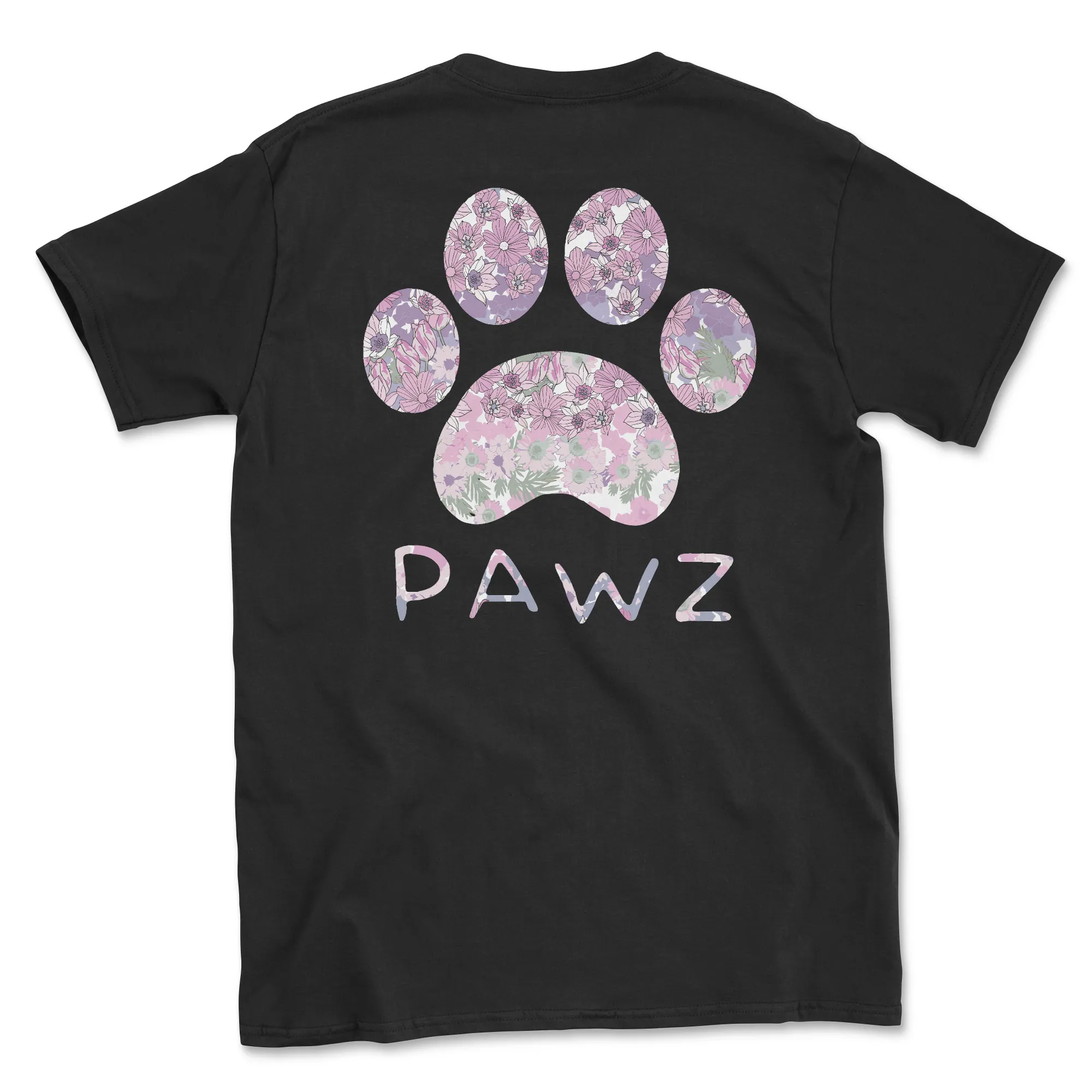 Ombre Flowers - Black (Adult Short Sleeve T-Shirt) sold by PAWZ