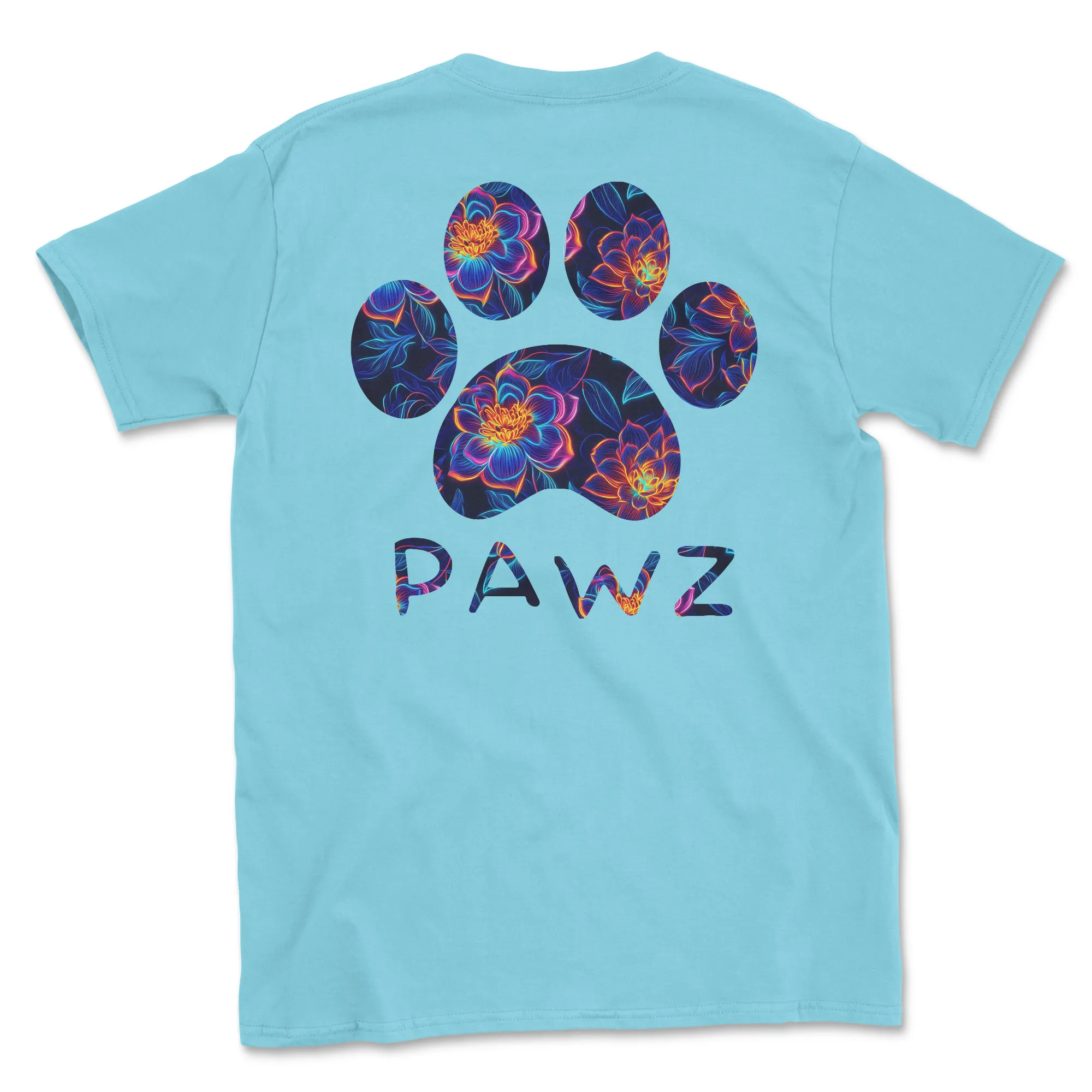 Neon Floral Print (Adult Short Sleeve T-Shirt) sold by PAWZ