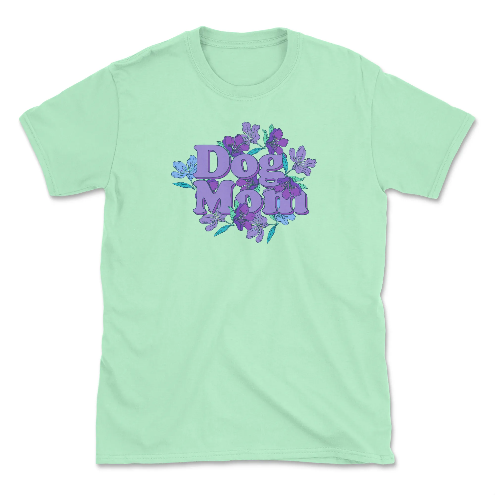 Orchid Dog Mom - Mint (Front Print) (Adult Short Sleeve T-Shirt) sold by PAWZ