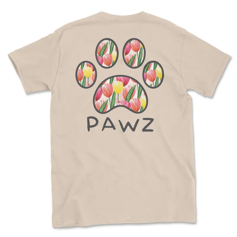Tulips Paw (Adult Short Sleeve T-Shirt) sold by PAWZ