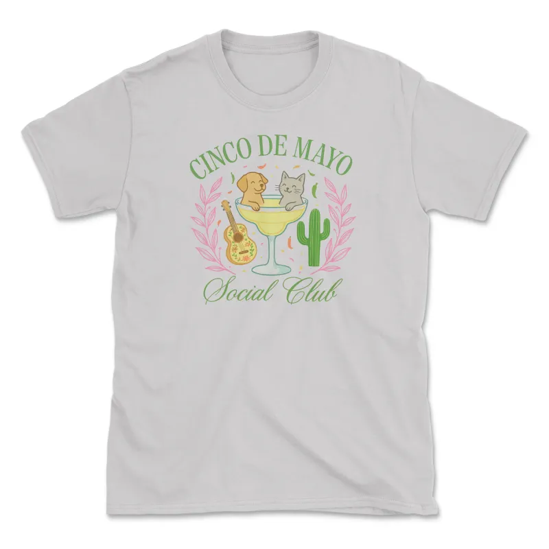 Cinco De Mayo Social Club - (Front Print) (Adult Short Sleeve T-Shirt) sold by PAWZ