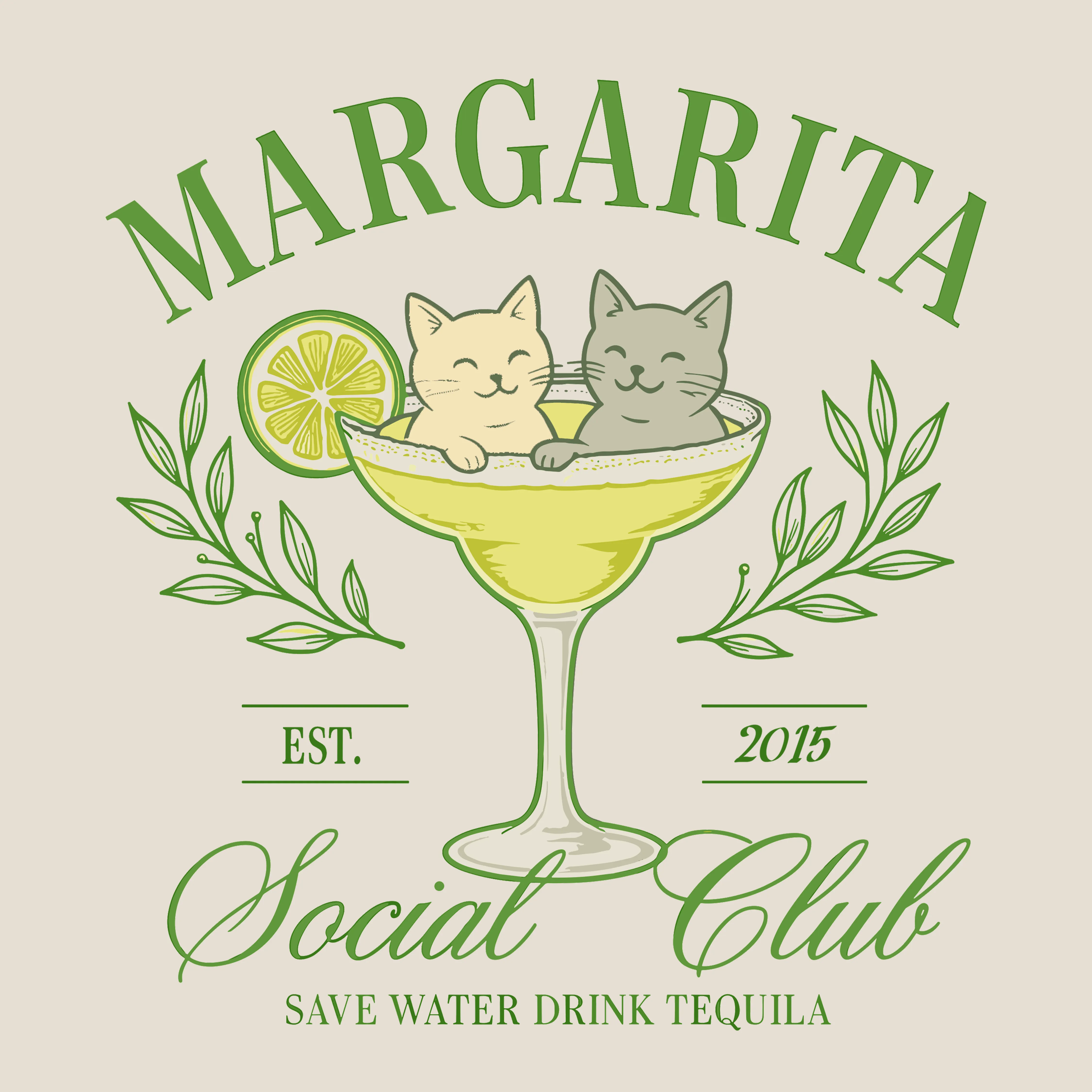 Cats Social Club - (Front Print) (Adult Short Sleeve T-Shirt) sold by PAWZ product image thumbnail 2