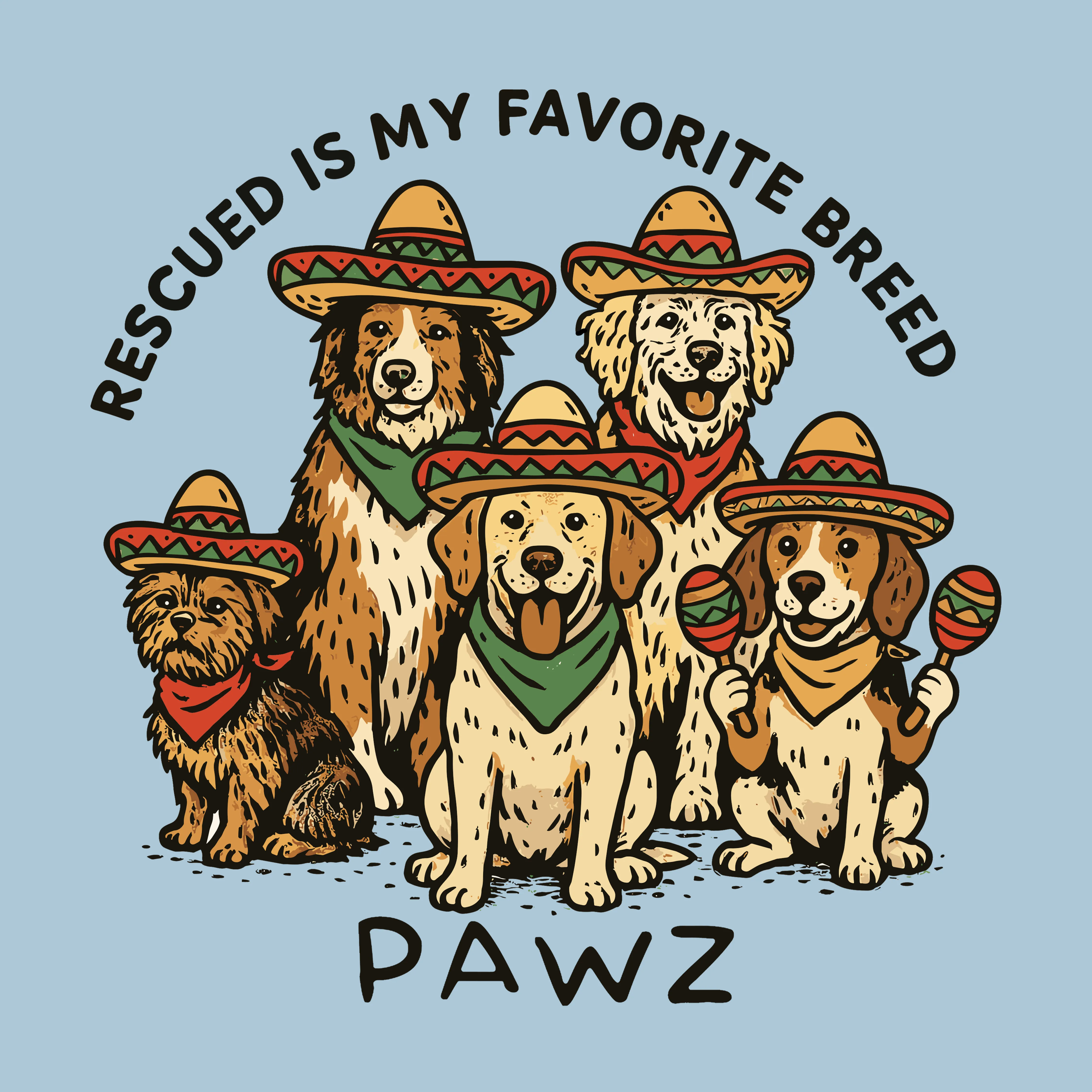 Fiesta Dogs (Adult Short Sleeve T-Shirt) sold by PAWZ product image thumbnail 3