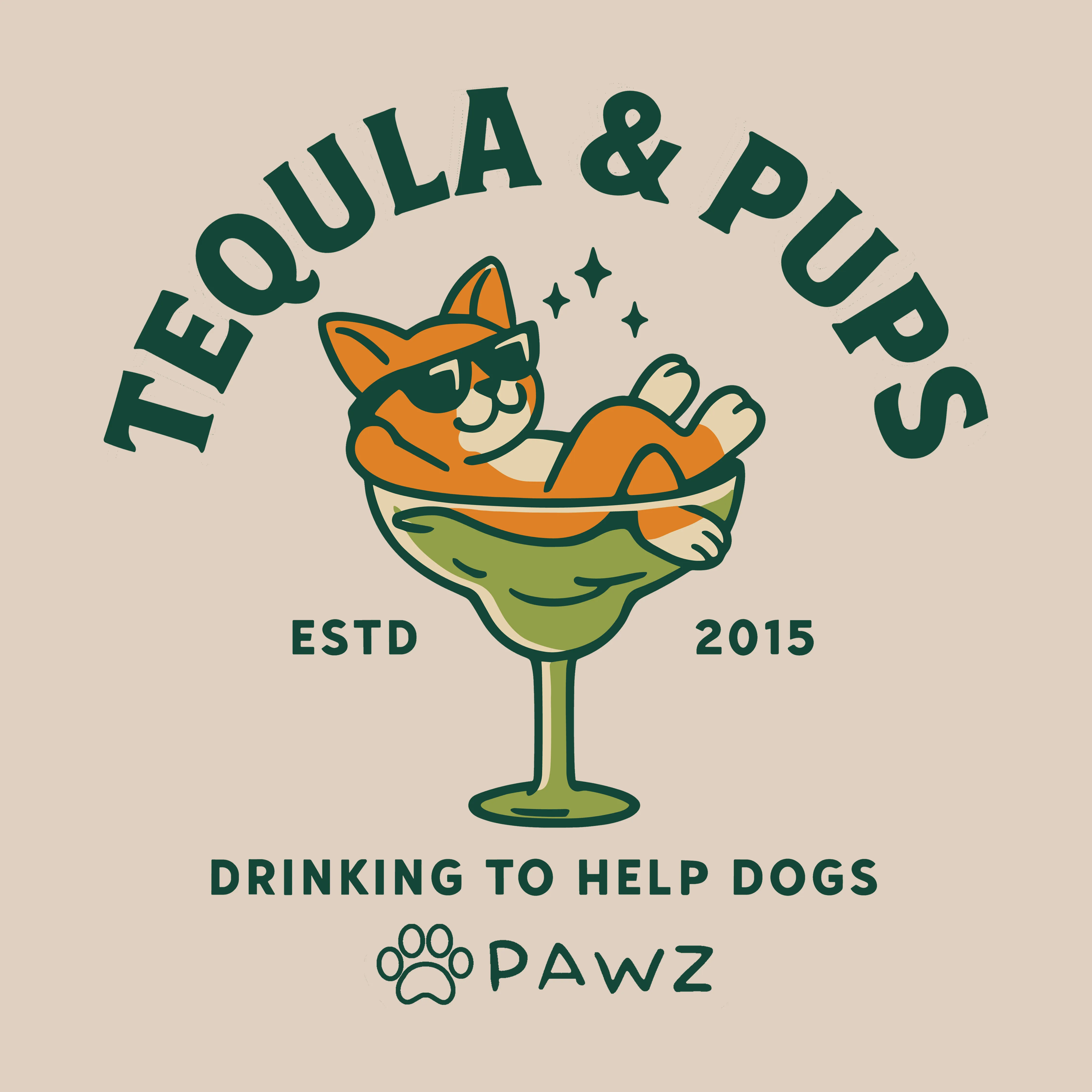 Tequila & Pups - (Sand) (Adult Short Sleeve T-Shirt) sold by PAWZ product image thumbnail 3