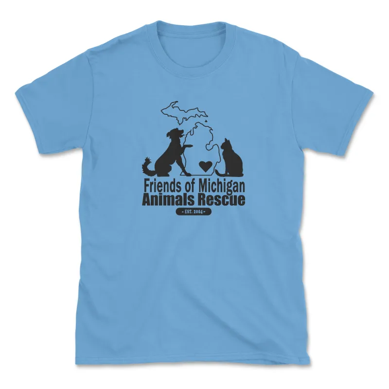 Friends of Michigan Animals Rescue - Carolina Blue (Front Print) (Adult Short Sleeve T-Shirt) sold by PAWZ