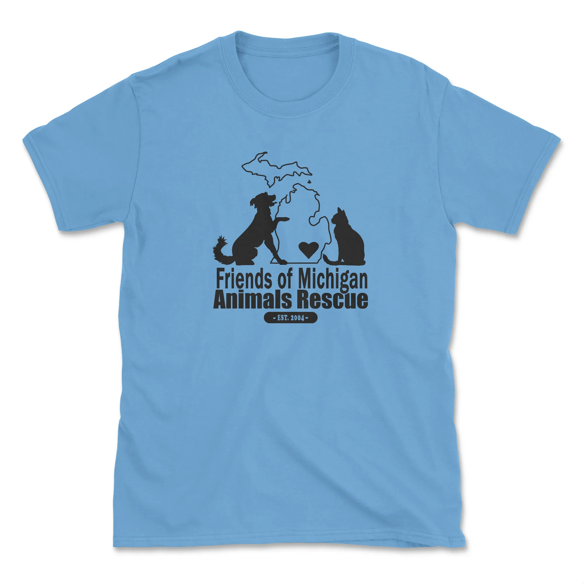 Friends of Michigan Animals Rescue - Carolina Blue (Front Print) (Adult Short Sleeve T-Shirt) sold by PAWZ