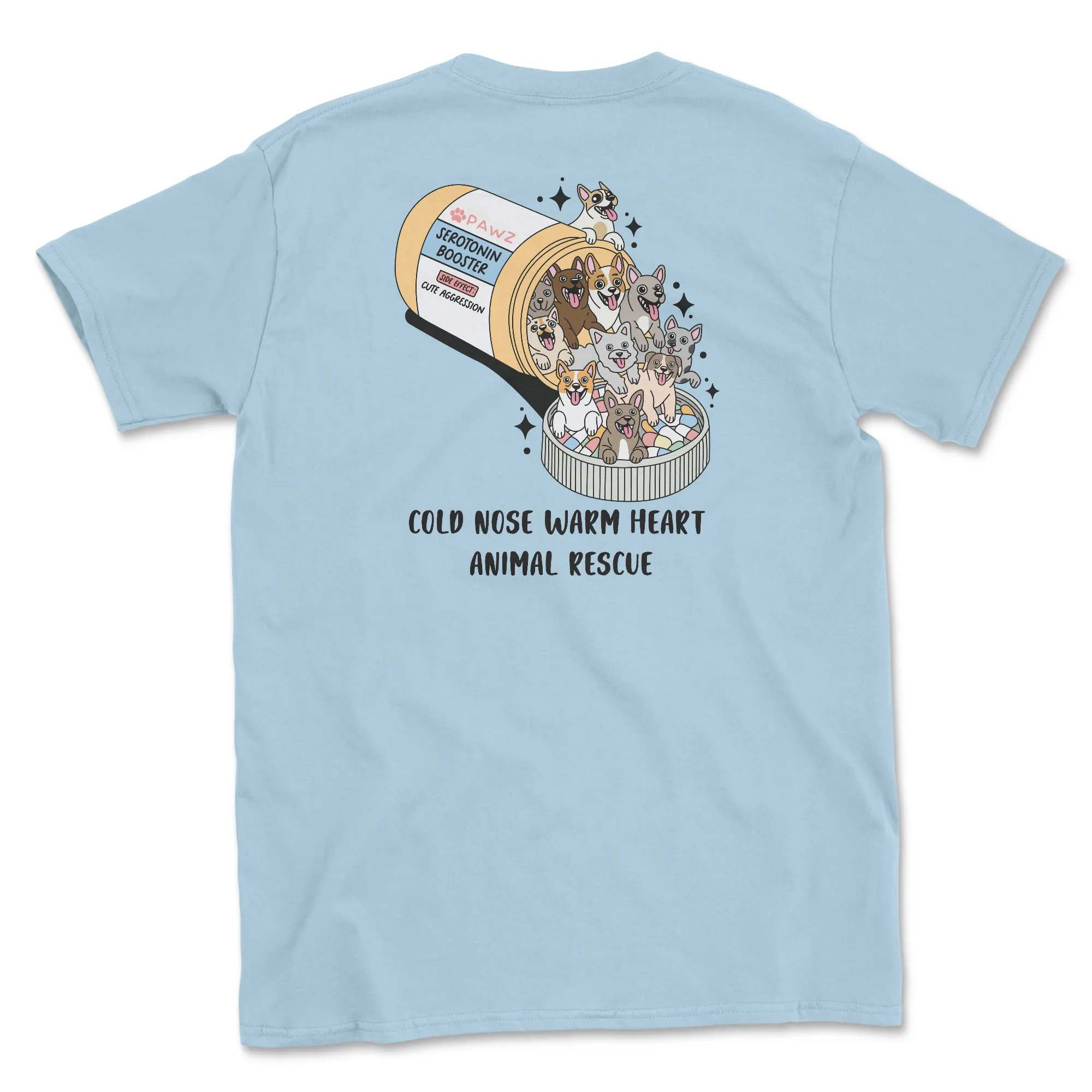 Serotonin Pawz - Light Blue (Cold Nose Warm Heart) (Adult Short Sleeve T-Shirt) sold by PAWZ