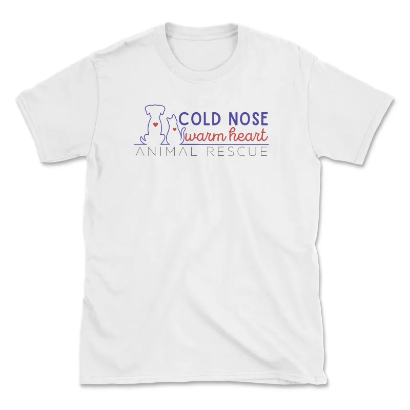 Logo (Front Print) - White (Cold Nose Warm Heart) (Adult Short Sleeve T-Shirt) sold by PAWZ