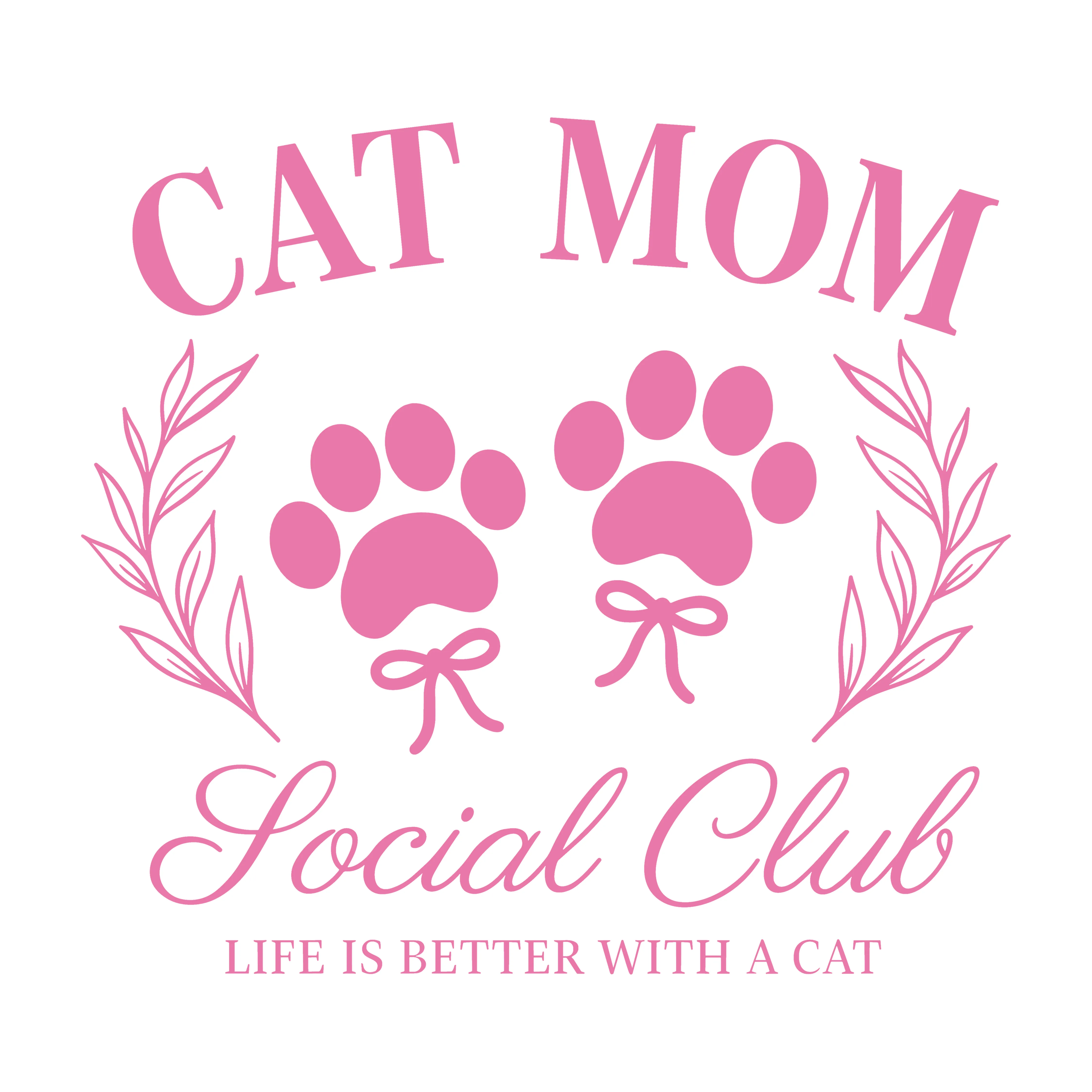 Cat Mom Social Club (Front Print) (Adult Short Sleeve T-Shirt) sold by PAWZ product image thumbnail 2
