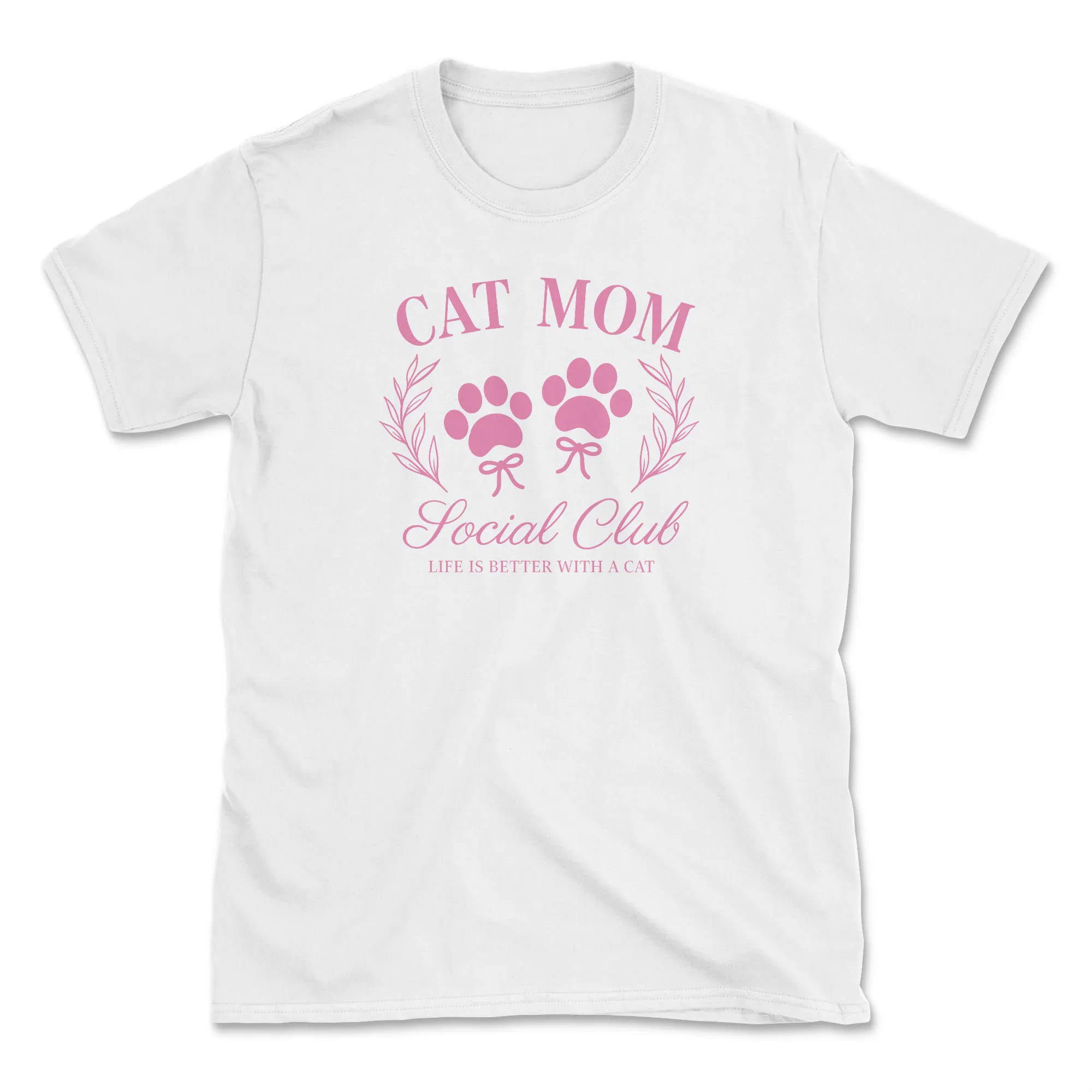 Cat Mom Social Club (Front Print) (Adult Short Sleeve T-Shirt) sold by PAWZ