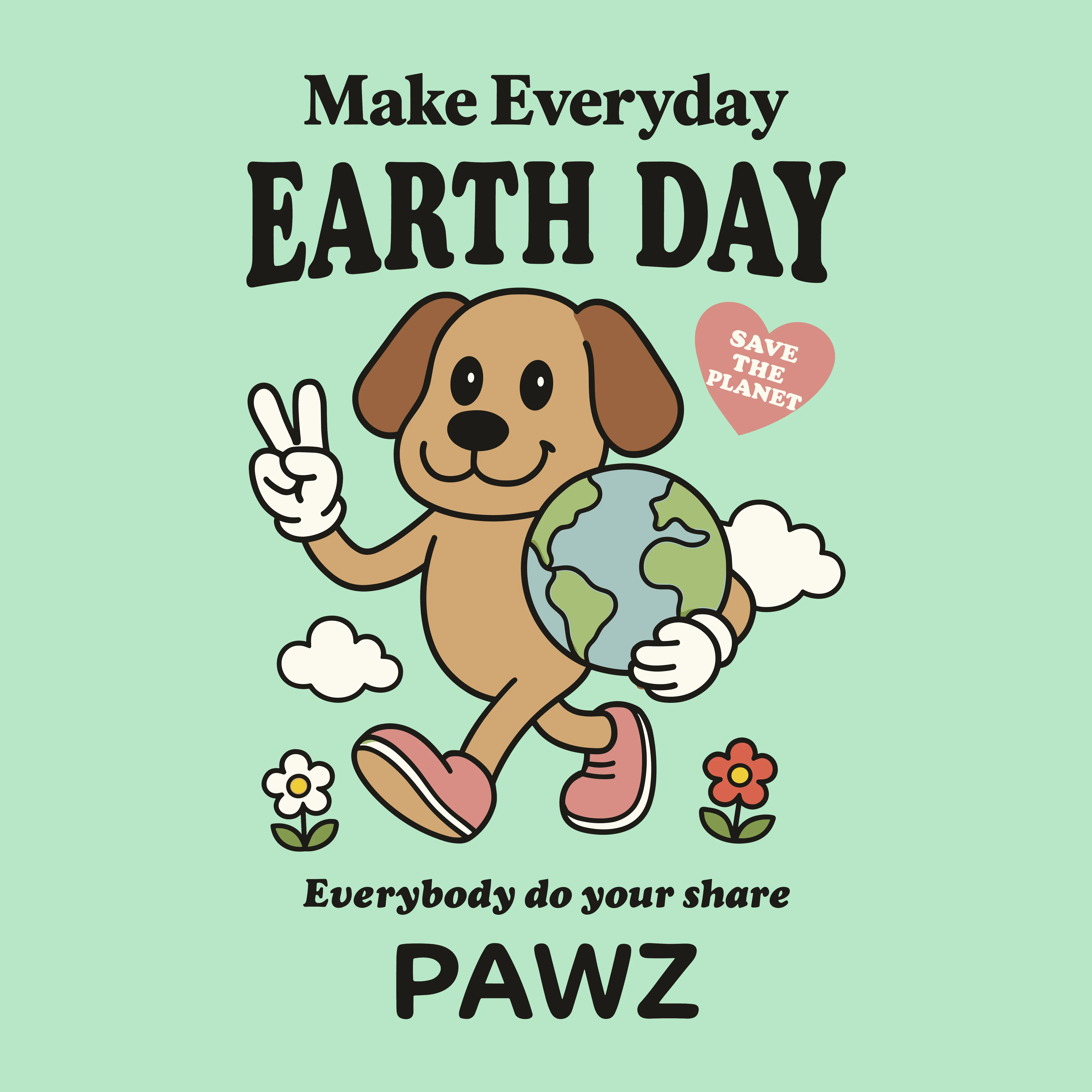 Peace, Earth, Pawz (Adult Short Sleeve T-Shirt) sold by PAWZ product image thumbnail 3