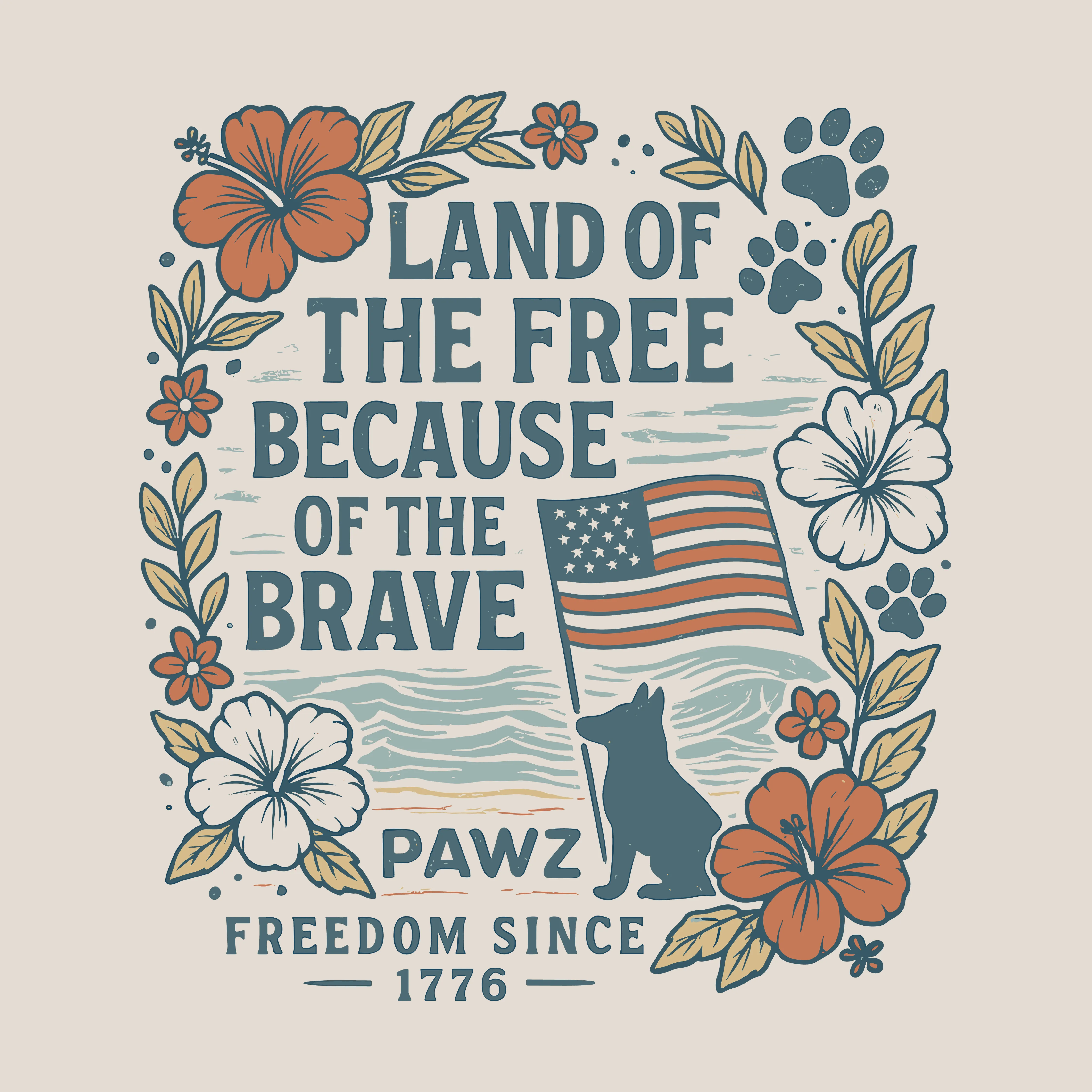 Land Of The Free (Adult Short Sleeve T-Shirt) sold by PAWZ product image thumbnail 3