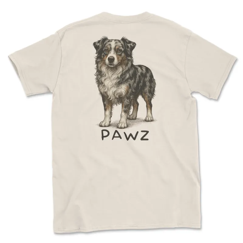 Blue Merle Aussie (Adult Short Sleeve T-Shirt) sold by PAWZ