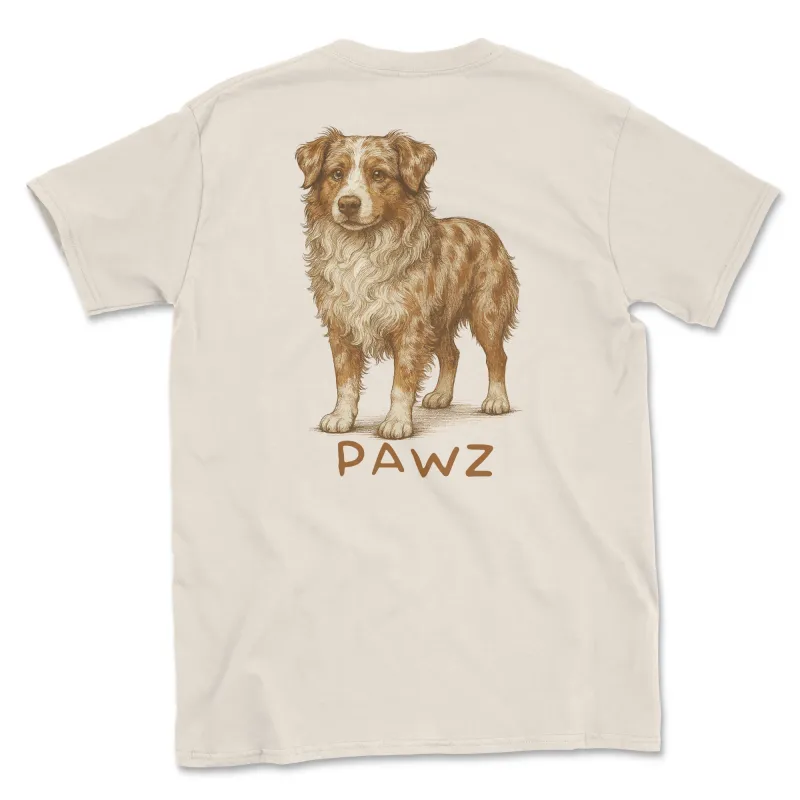 Red Merle Aussie (Adult Short Sleeve T-Shirt) sold by PAWZ