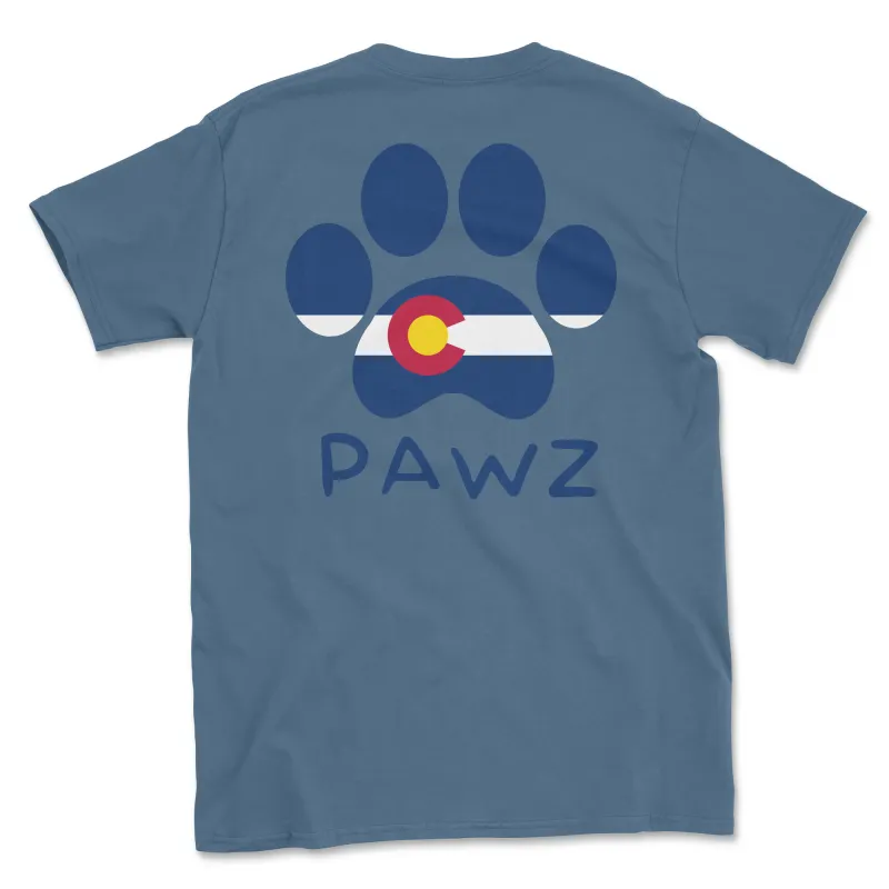 Colorado Flag Paw (Adult Short Sleeve T-Shirt) sold by PAWZ