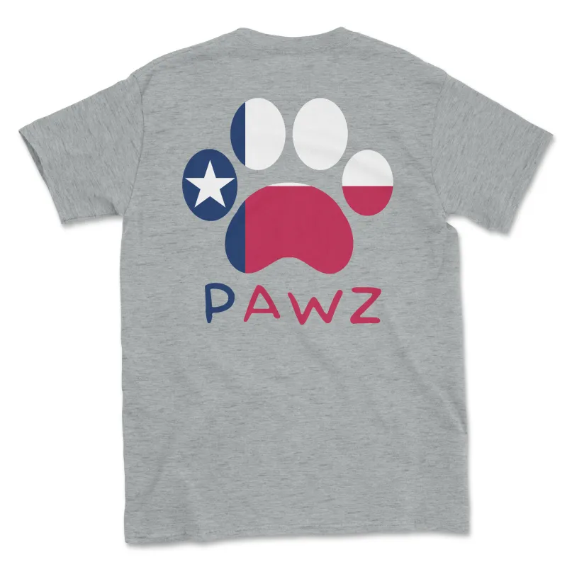 Texas Flag Paw (Adult Short Sleeve T-Shirt) (100% Donation) sold by PAWZ