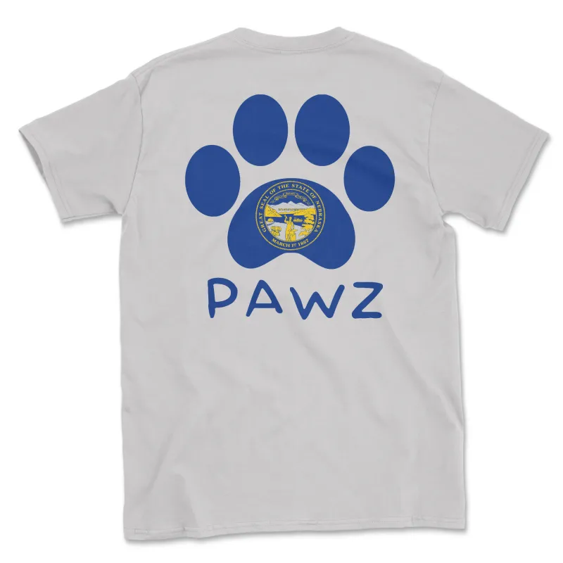 Nebraska Flag Paw (Adult Short Sleeve T-Shirt) sold by PAWZ